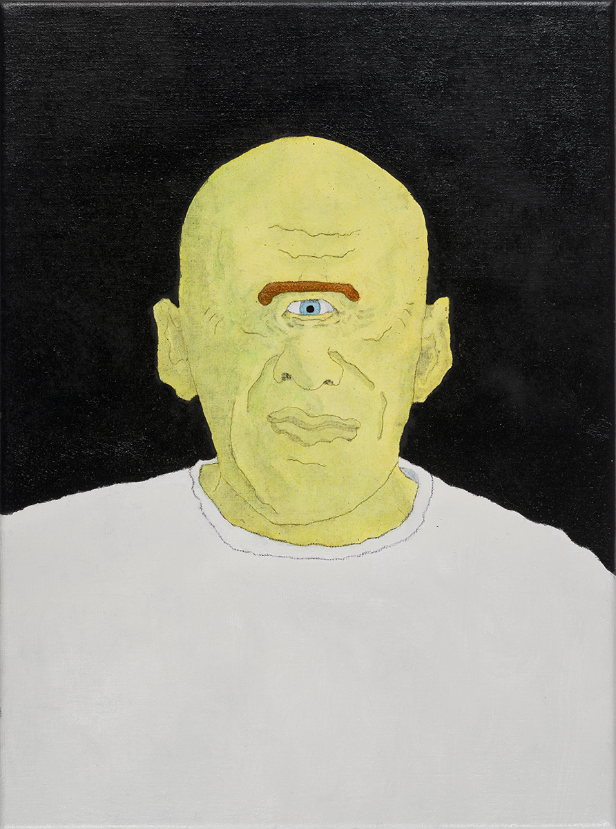 One eye 2016 oil, watercolour and coloured pencil on linen 400 x 300mm