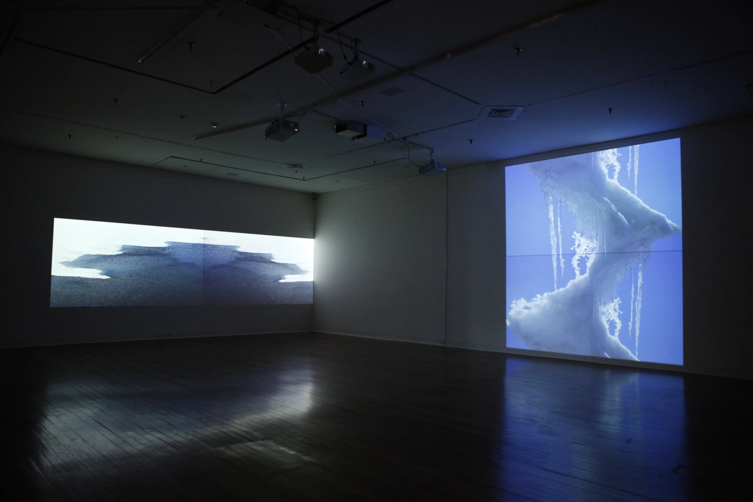   Ice Column  and  Sea of Desire  2013 two channel video projections (Dunedin Public Art Gallery) 