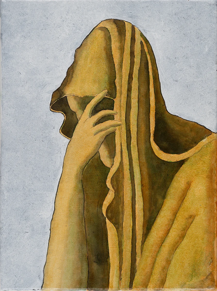 Future is past 2016 oil, watercolour and coloured pencil on linen 400 x 300mm