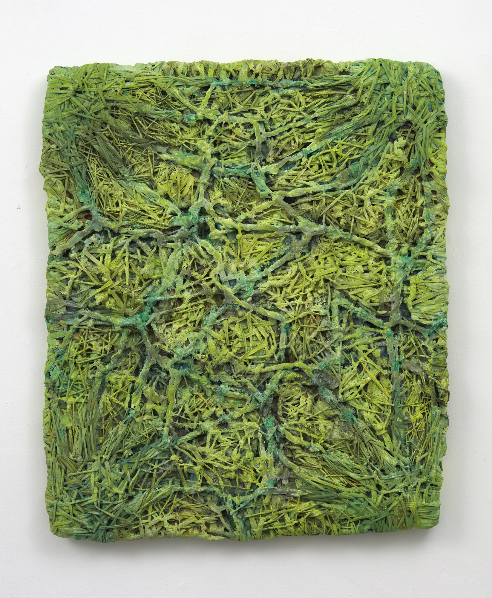 Collar 2017 acrylic on fabric and twine 630 x 530mm