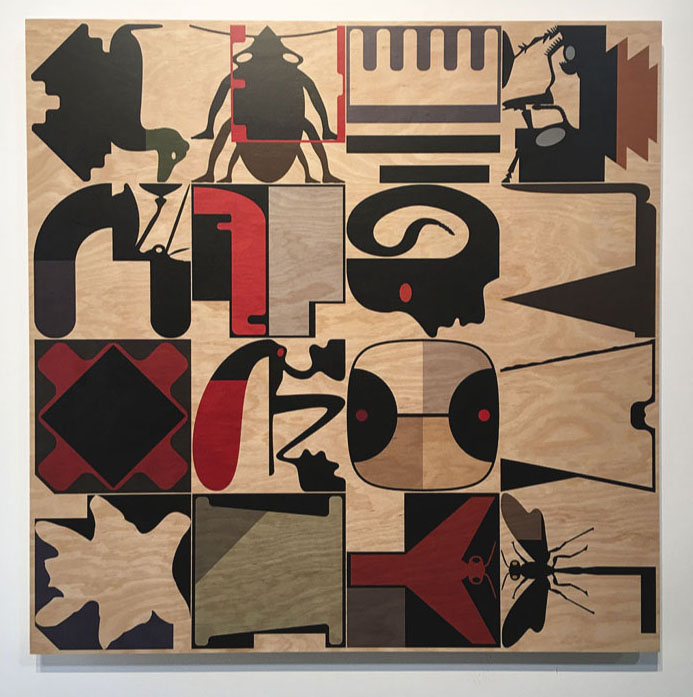 Richard Killeen Database J (4564) 2017 UV inkjet on plywood 750 x 750mm