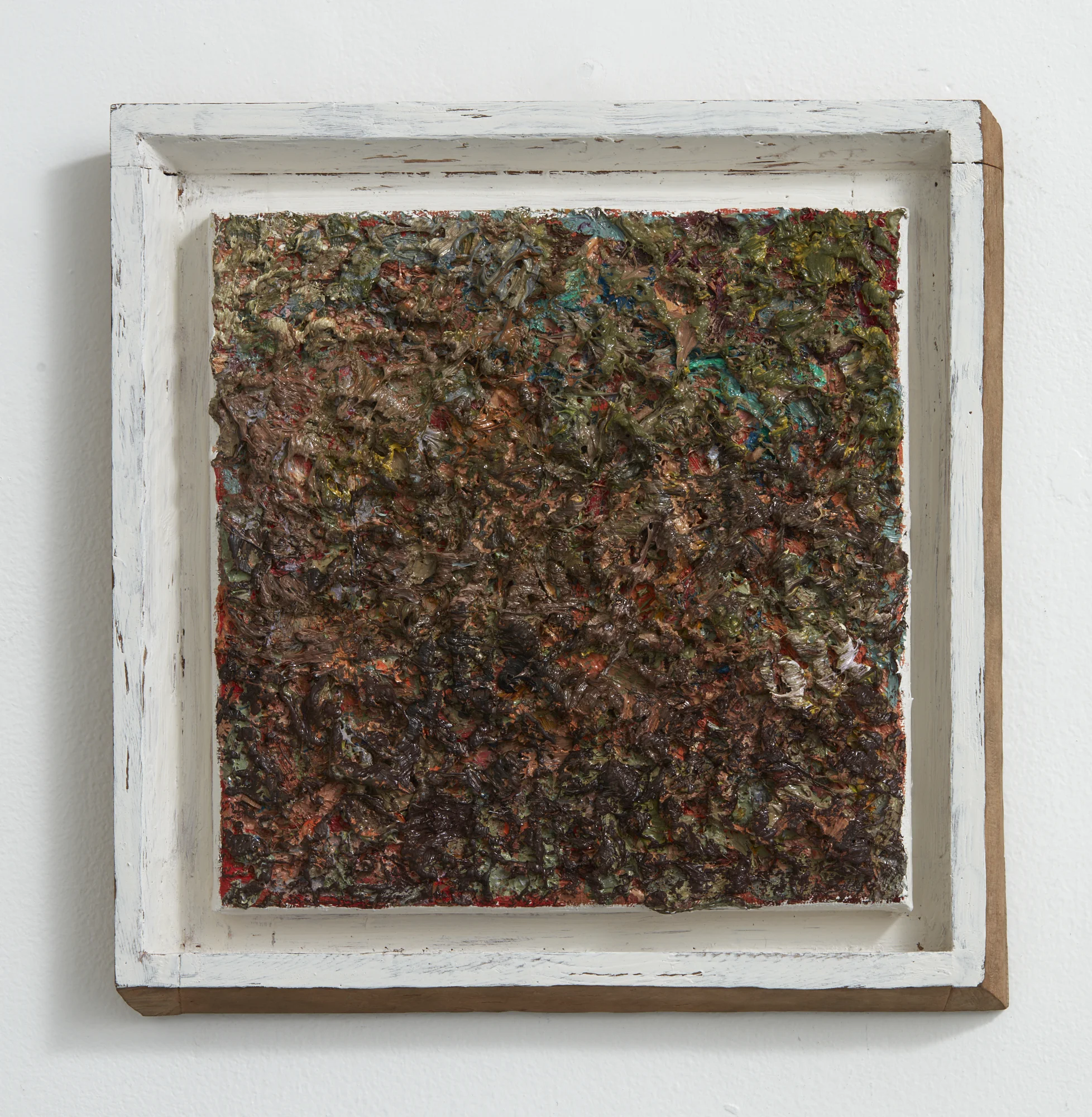 Abstraction with encaustic and cedar 2017 oil and encaustic on canvas, cedar 255 x 260mm