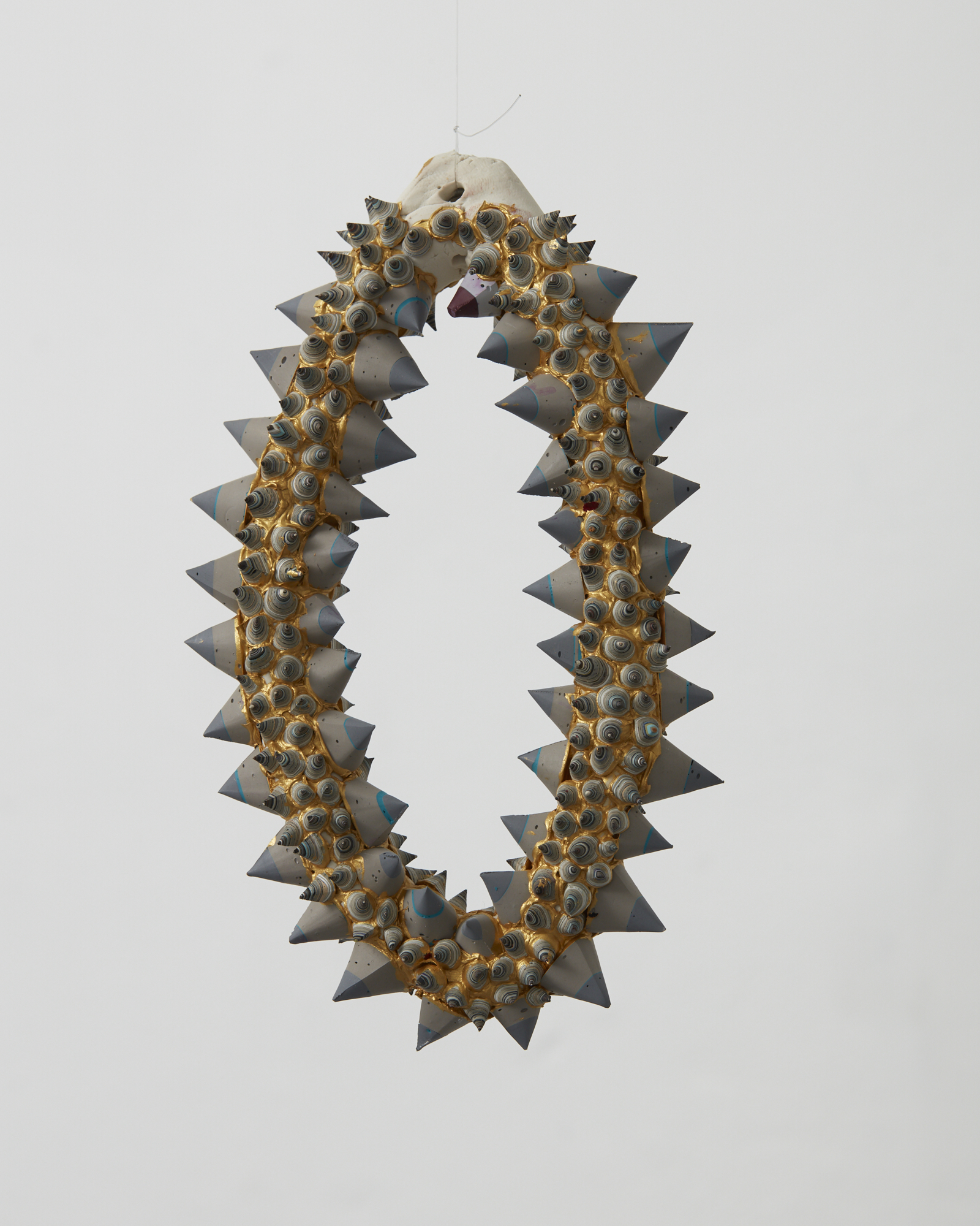 Grey/Gold Catcher 2017 acrylic, air-dry clay, fishing wire 180 x 110 x 25mm