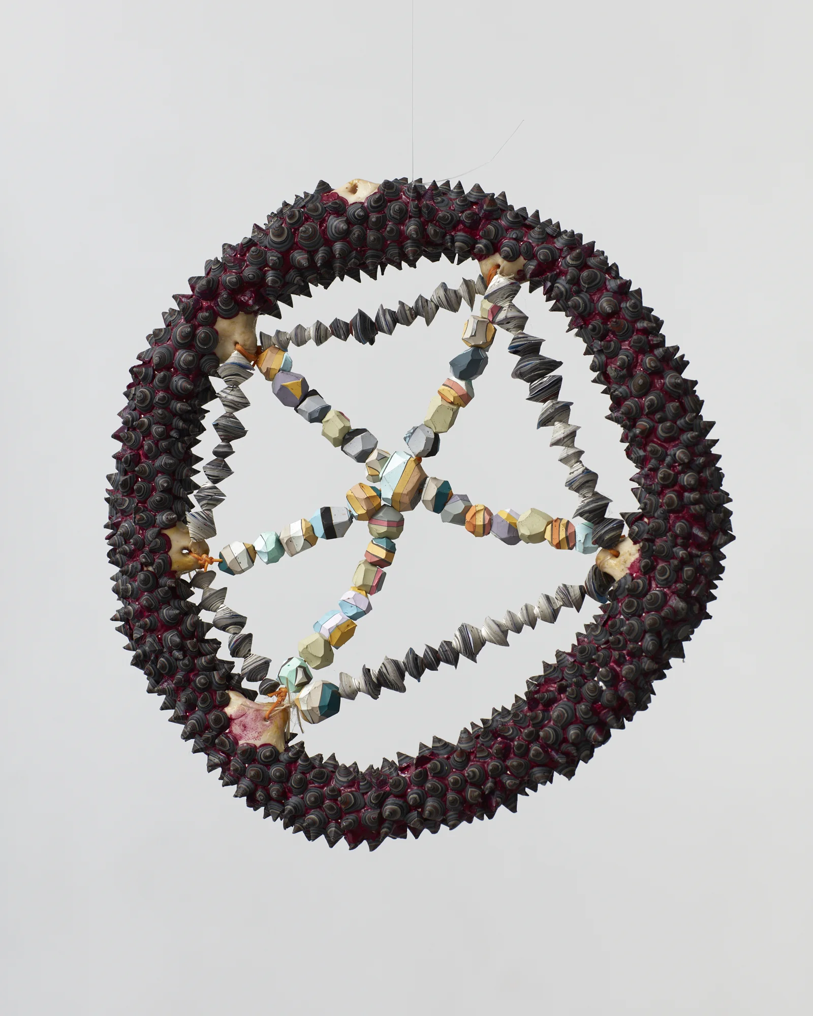 Grey/Purple Catcher 2017 acrylic, air-dry clay, fishing wire 210 x 200 x 30mm