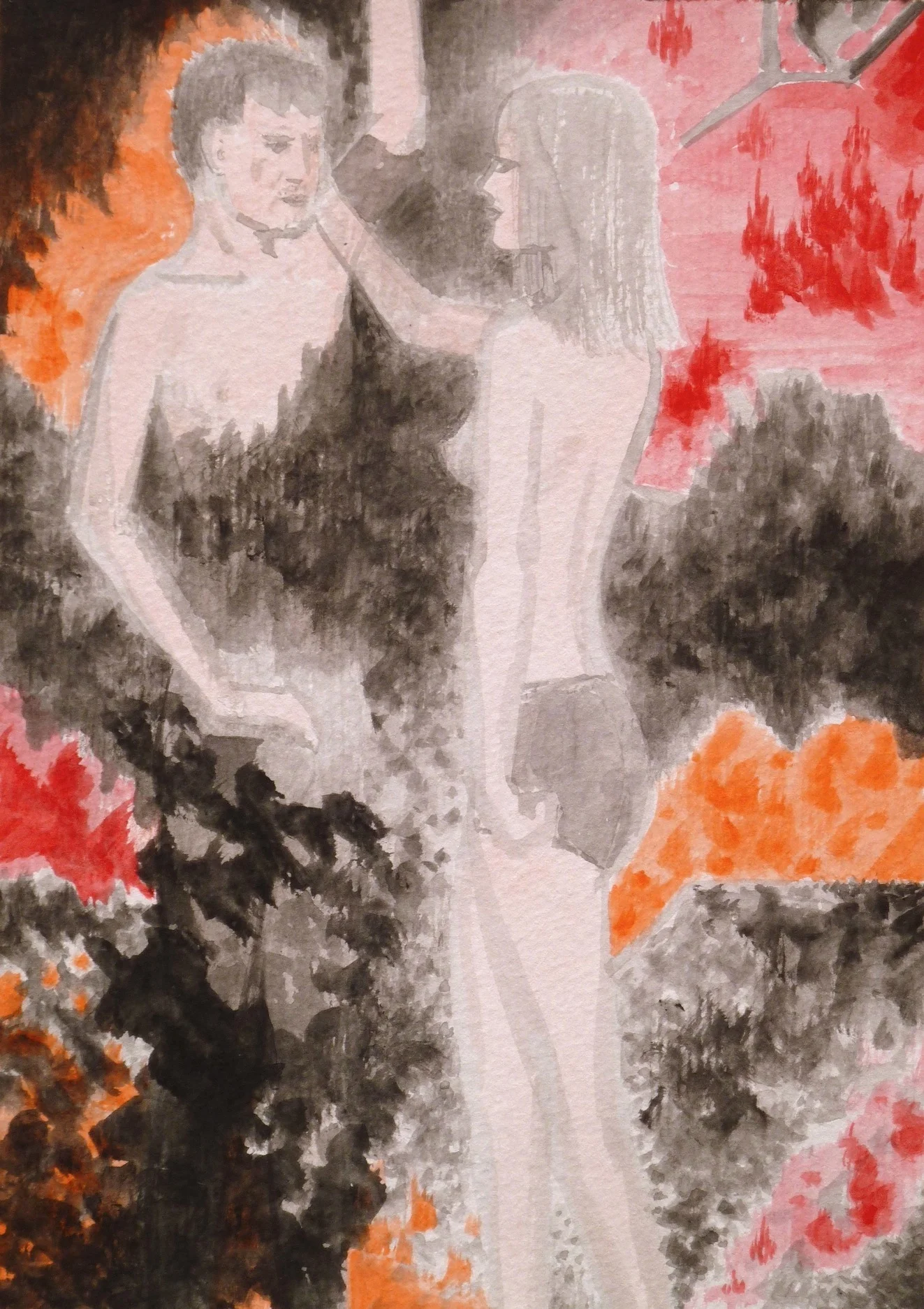   Burning Down  2015-2017 acrylic on paper 210 x 148mm   