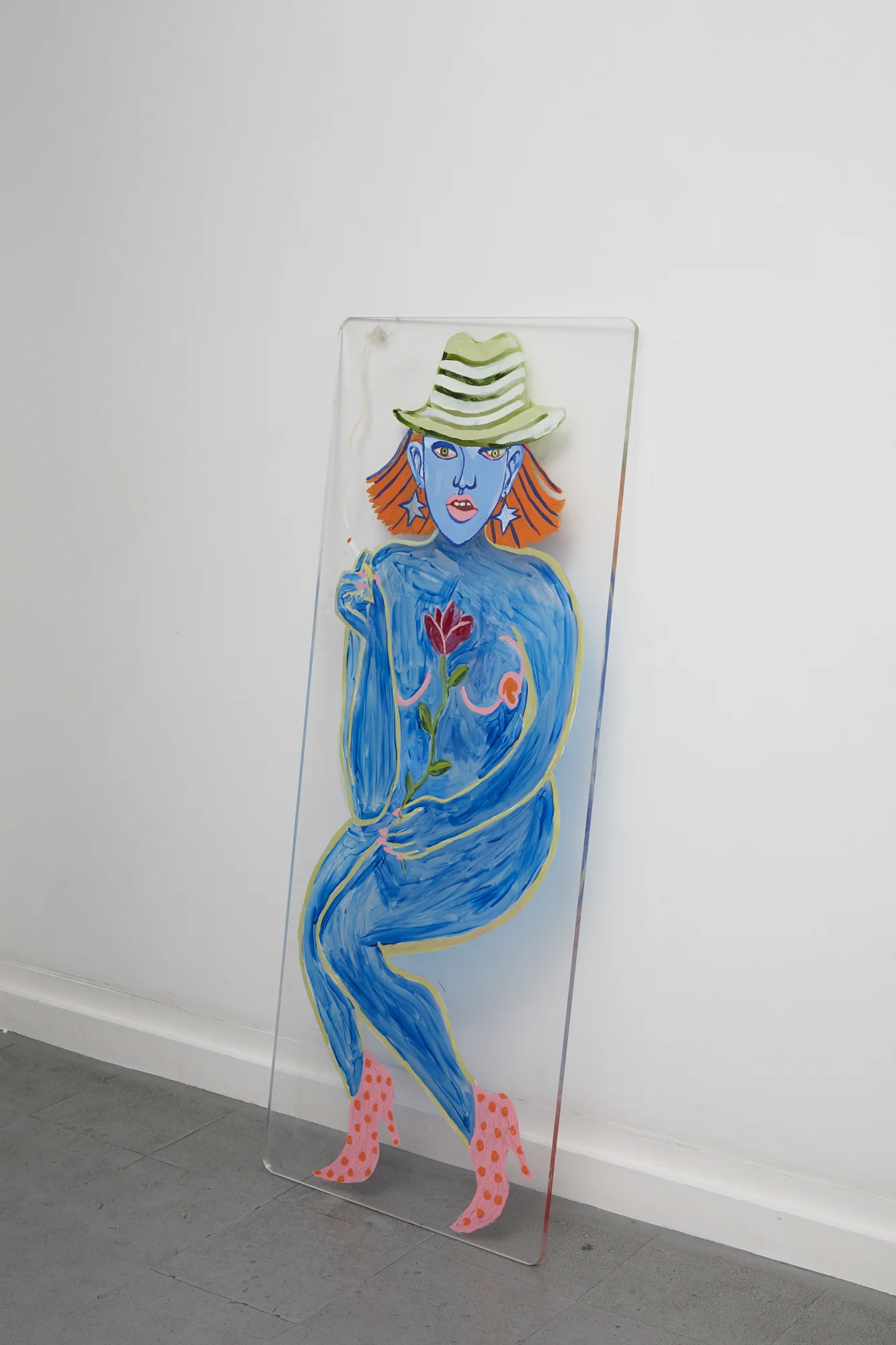 Rea Burton Serving nothing from an empty vessel 2017 acrylic glass paint on found perspex 1130 x 450mm
