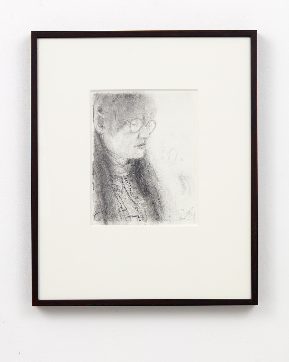 Rachelle with House 2017 graphite on paper 240 x 200mm
