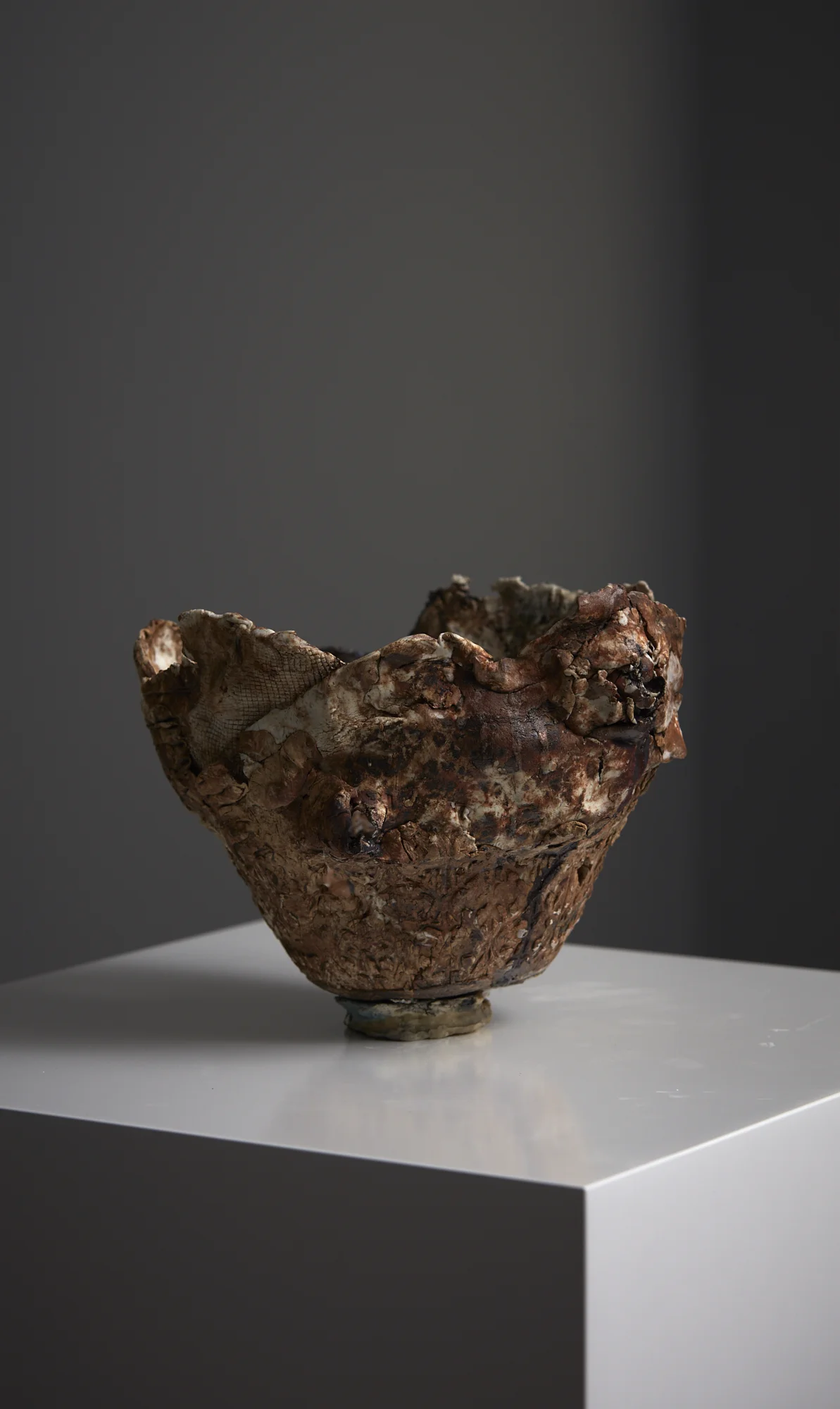 Holey Pot 2016 porcelain, earthenware, ceramic pigment and oxide, glass, beeswax 185 x 240 x 220mm