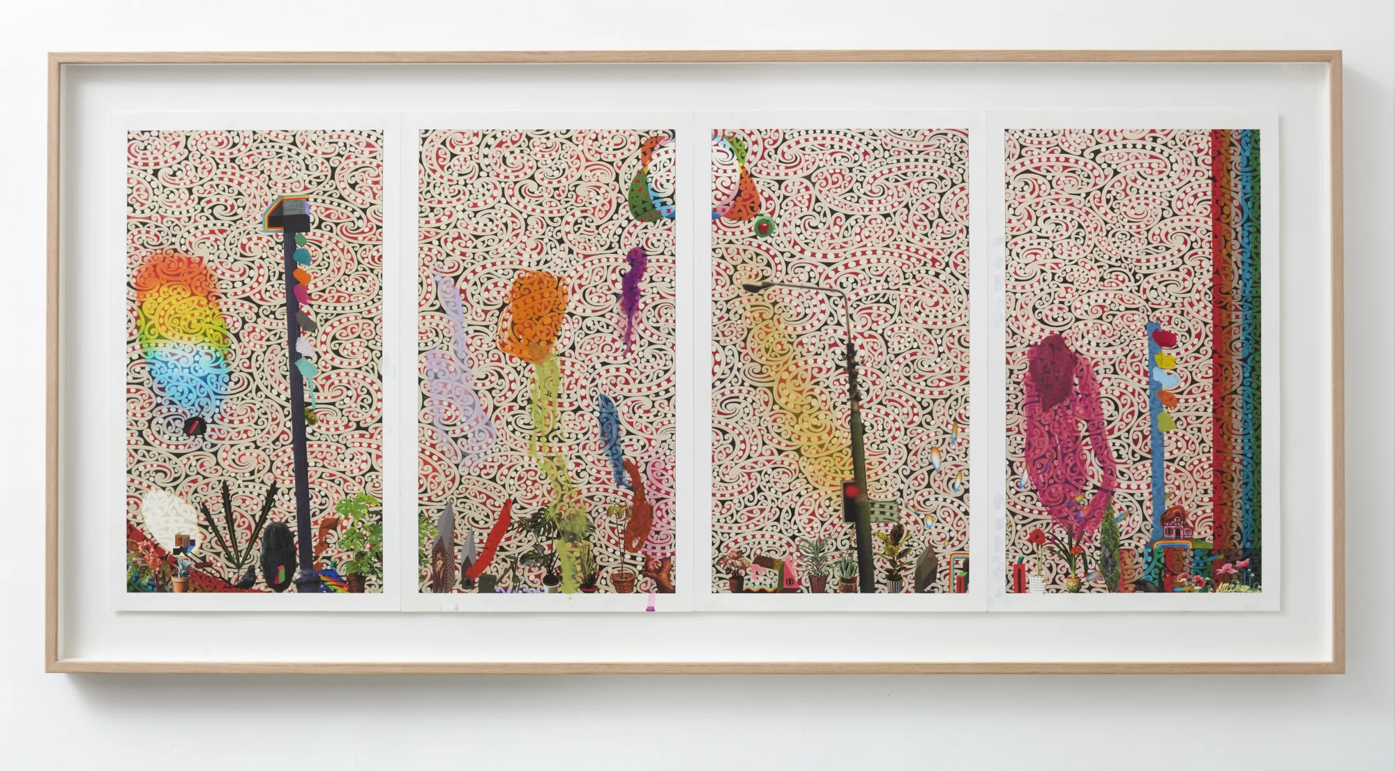 Andrew McLeod Untitled (Kowhaiwhai) 2013 digital print on paper, gouache, ink 540 x 1265mm