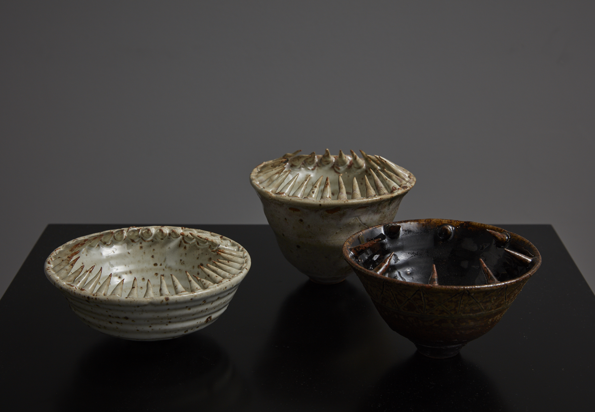 Laurie Steer Untitled IV, V, VI 2015-2018 stone ware, mixed glazes dimensions variable