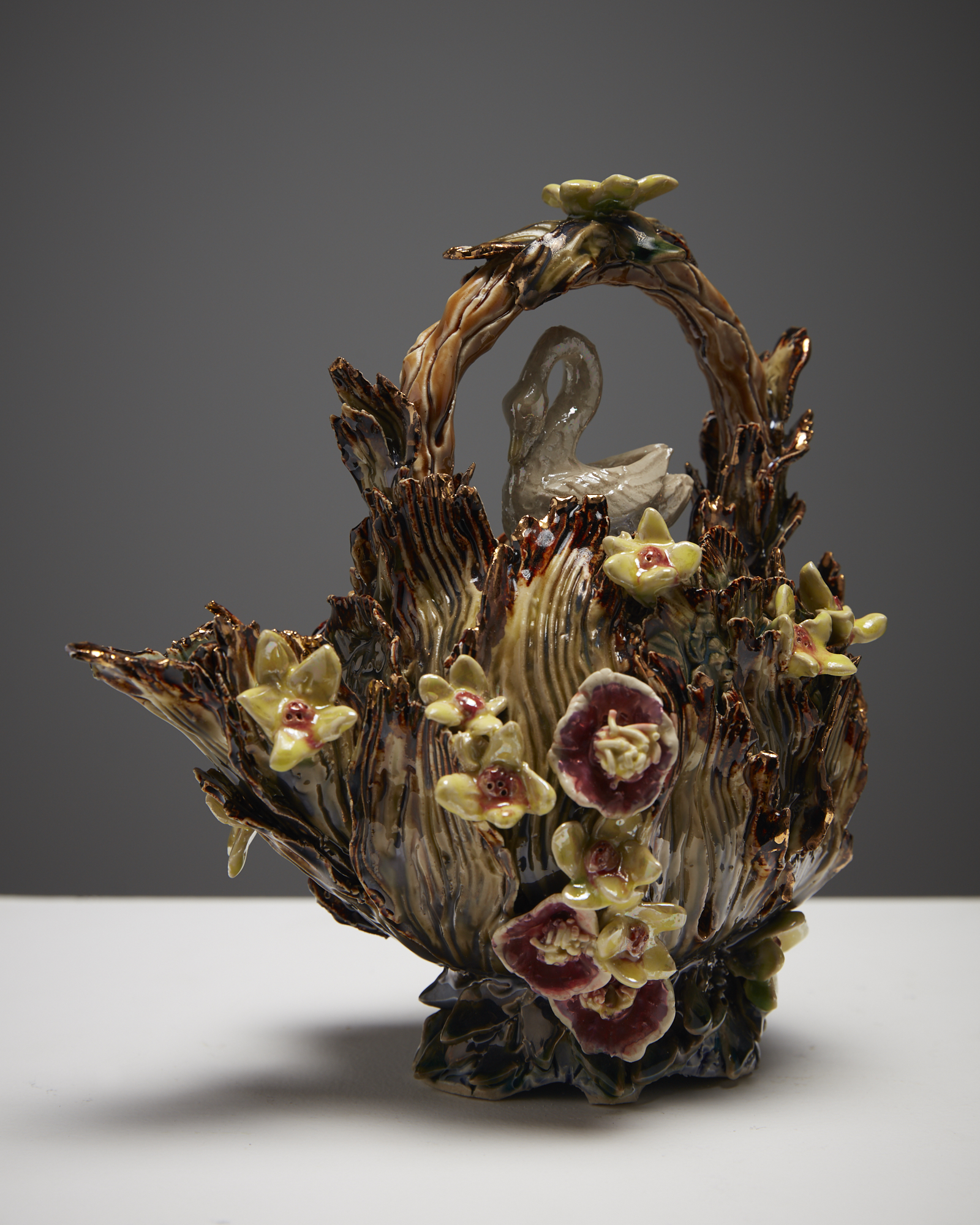 Swan Teapot 2017 stoneware, glaze, lustre 230 x 240 x 180mm
