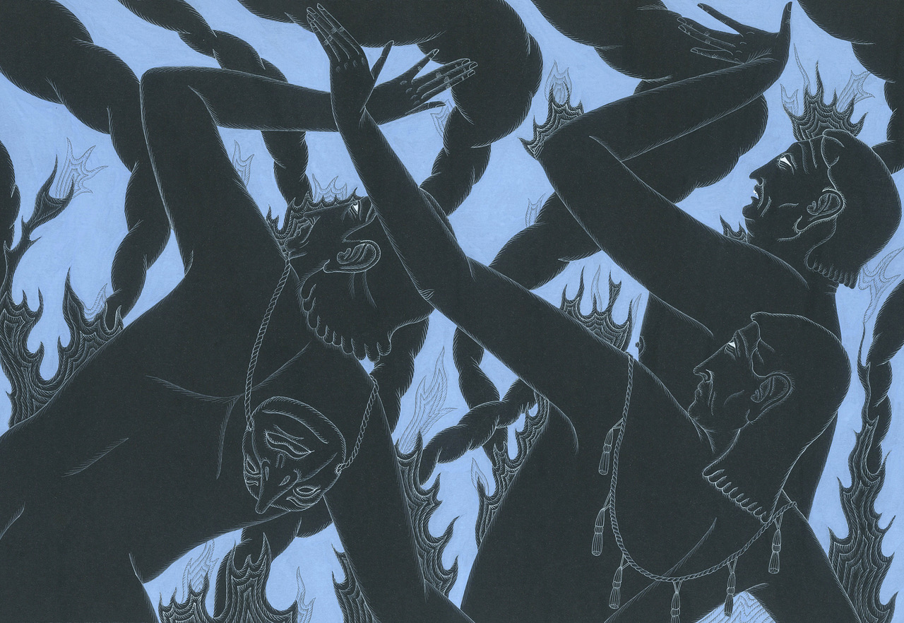 Conflagration 2019 gouache on paper 190 x 270mm