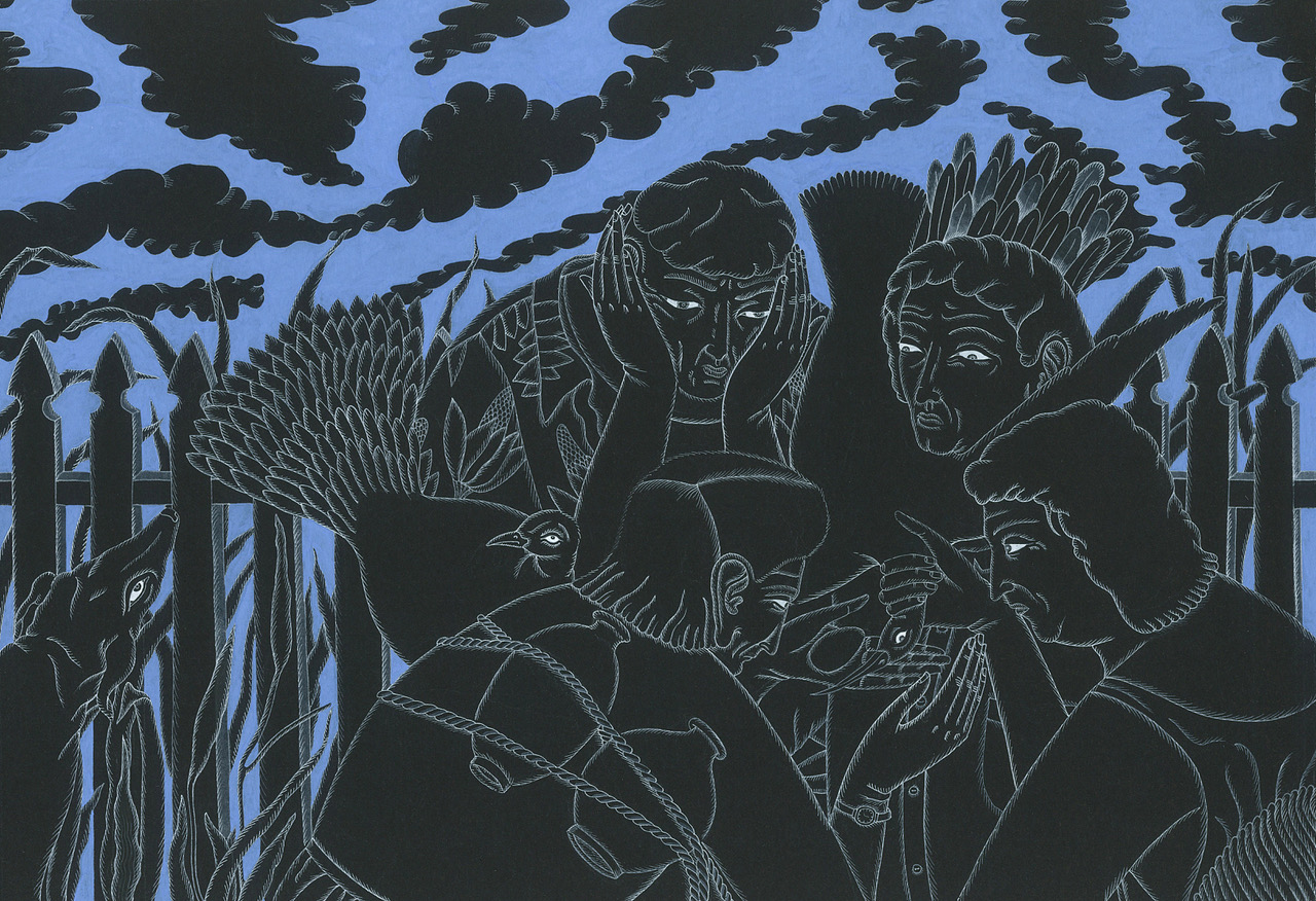 Givers, Takers 2019 gouache and watercolour on paper 190 x 270mm