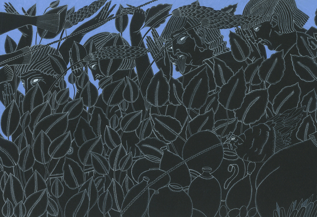 Palm Readers 2019 gouache and watercolour on paper 190 x 270mm