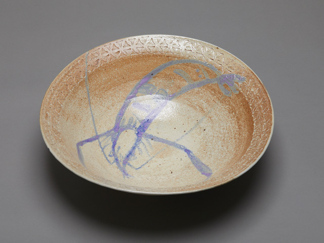 Large Purple Prawn Bowl 2019 wood-fired ceramic 145 x 460 x 460mm