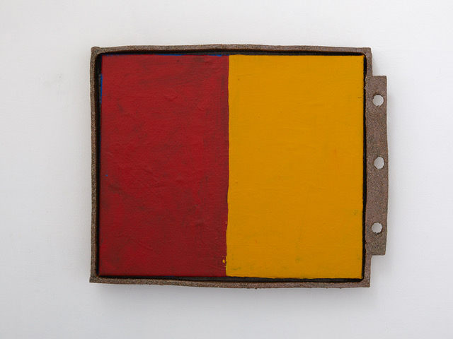 0142 2019 acrylic on linen, glazed stoneware frame 420 x 510 x 40mm