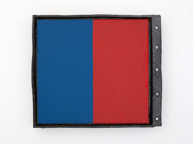 0143 2019 acrylic on linen, glazed stoneware frame 425 x 490 x 45mm