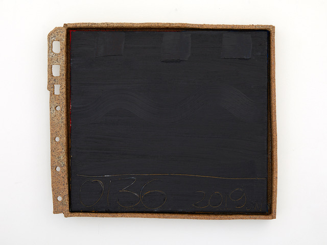 0136 2019 oil over acrylic on linen, glazed stoneware frame 450 x 520mm