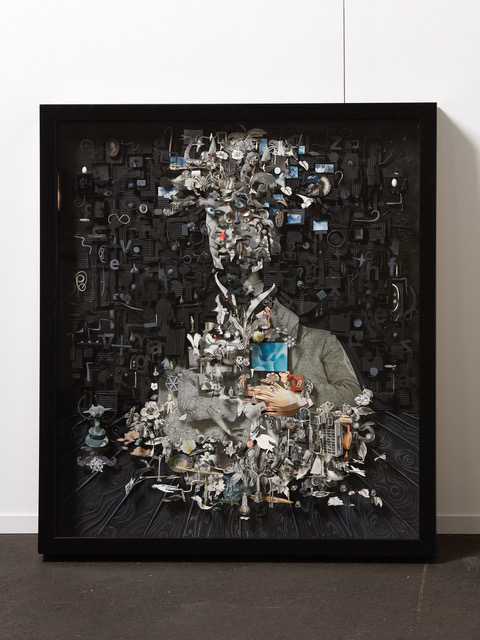 Peter Madden A city at night breaks its crystal inertia across a still life 2018 mixed media on soft board 850 x 650mm