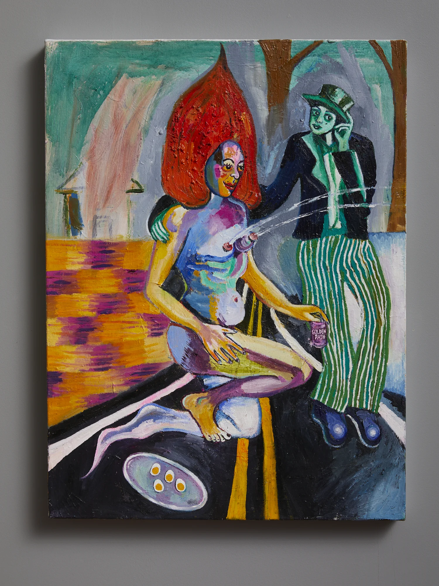 Pyro Addicts 2019 oil, acrylic and pumice on canvas 610 x 455mm