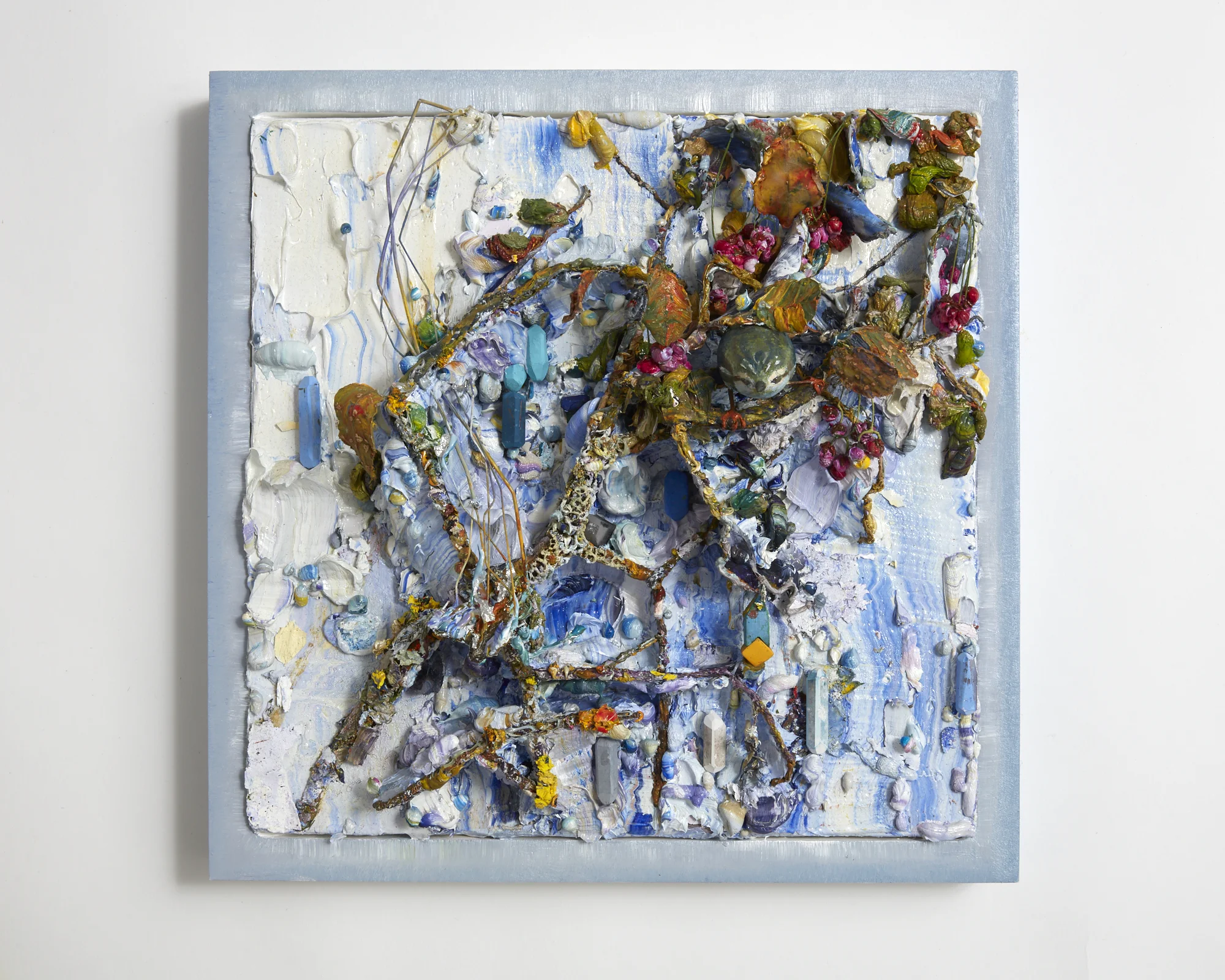 Little Spirits II 2018 oil, wire, tinfoil on linen 350 x 350mm