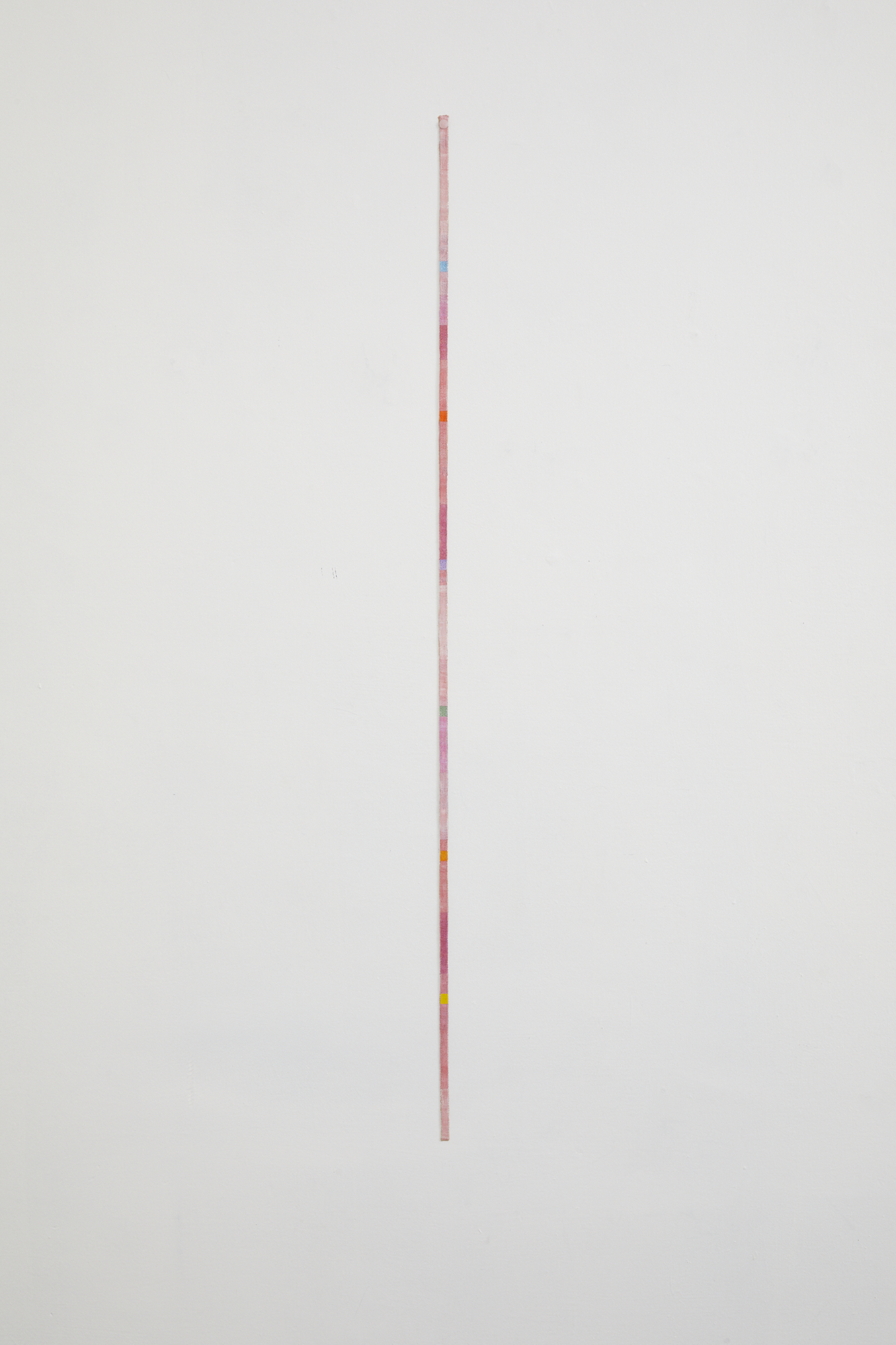 No title 2019 acrylic on fabric, enamel on pin 1140 x 10mm