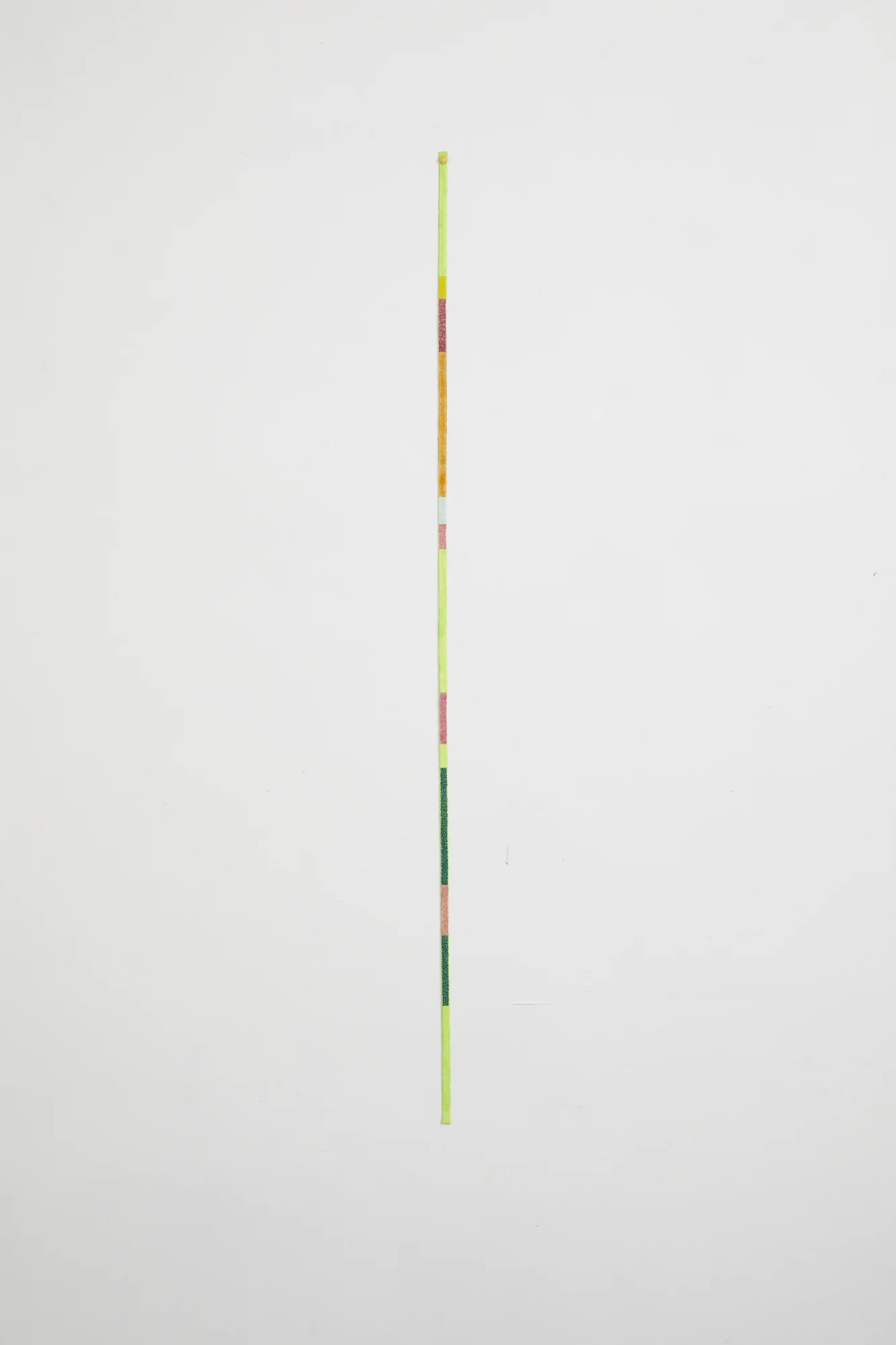 No title 2018 acrylic on fabric, enamel on pin 1130 x 10mm