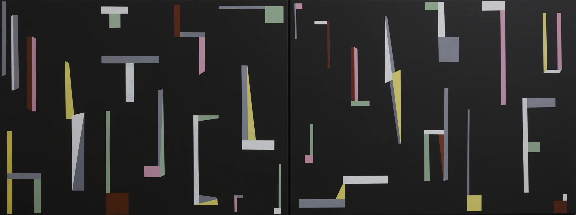 Long Inventory 2019 acrylic on canvas 2000 x 750mm (diptych)