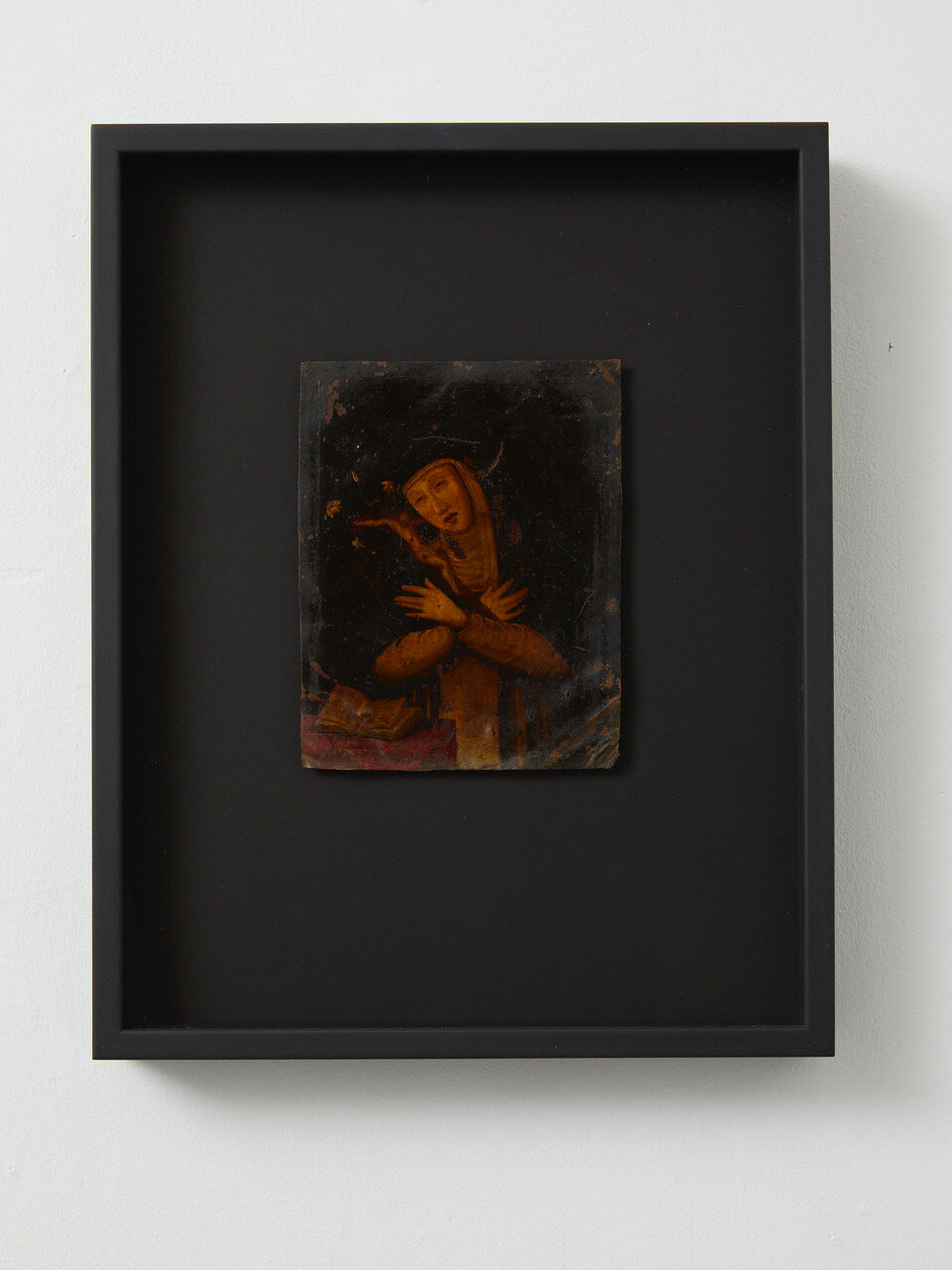 Saint Catherine of Siena in Meditation 12th - early 13th century, Northern Europe (probably Spain) 180 x 140mm Provenance: Private collection, Madrid, Spain Catholic icon painted in oils on copper sheet. It depicts the saint Catherine deep in med