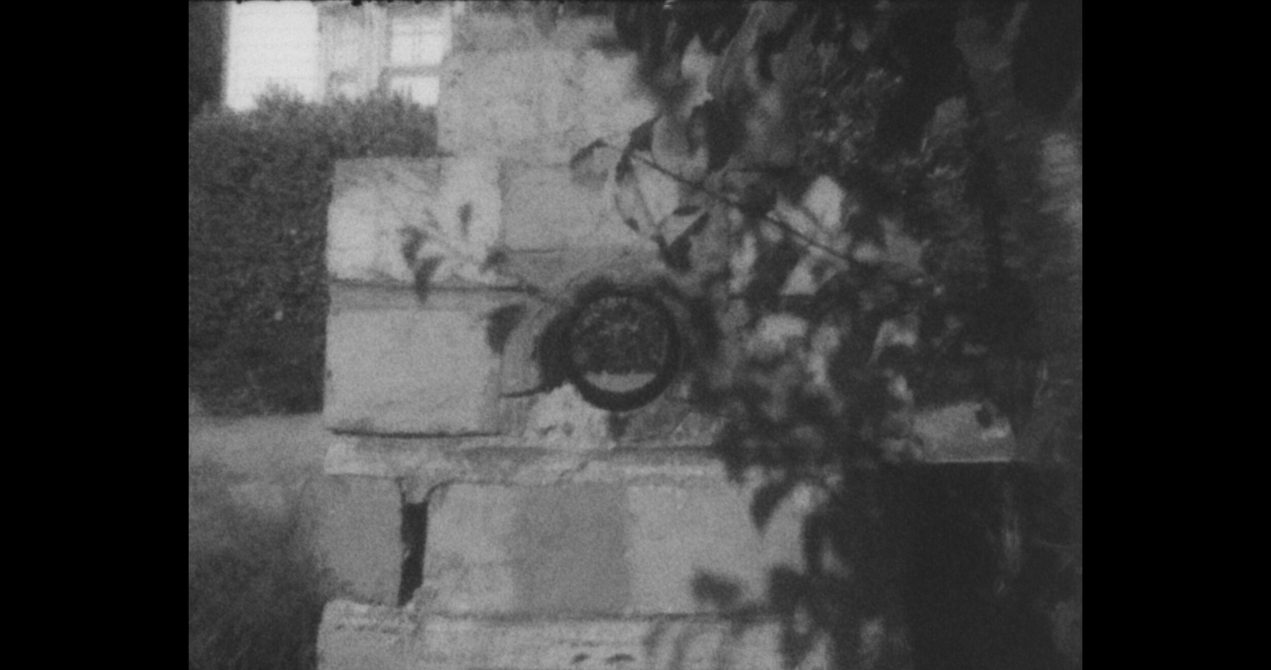 Ghosting (The Garden) (still) 2020 single channel video (colour/sound), 12:50:00mins, Super 8 film scanned to 4k digital, edition of 3 + 1 AP Text by Theo van Doesburg, The Other Face to be , De Stijl magazine, Vol XIII (1926), pg 64 Music
