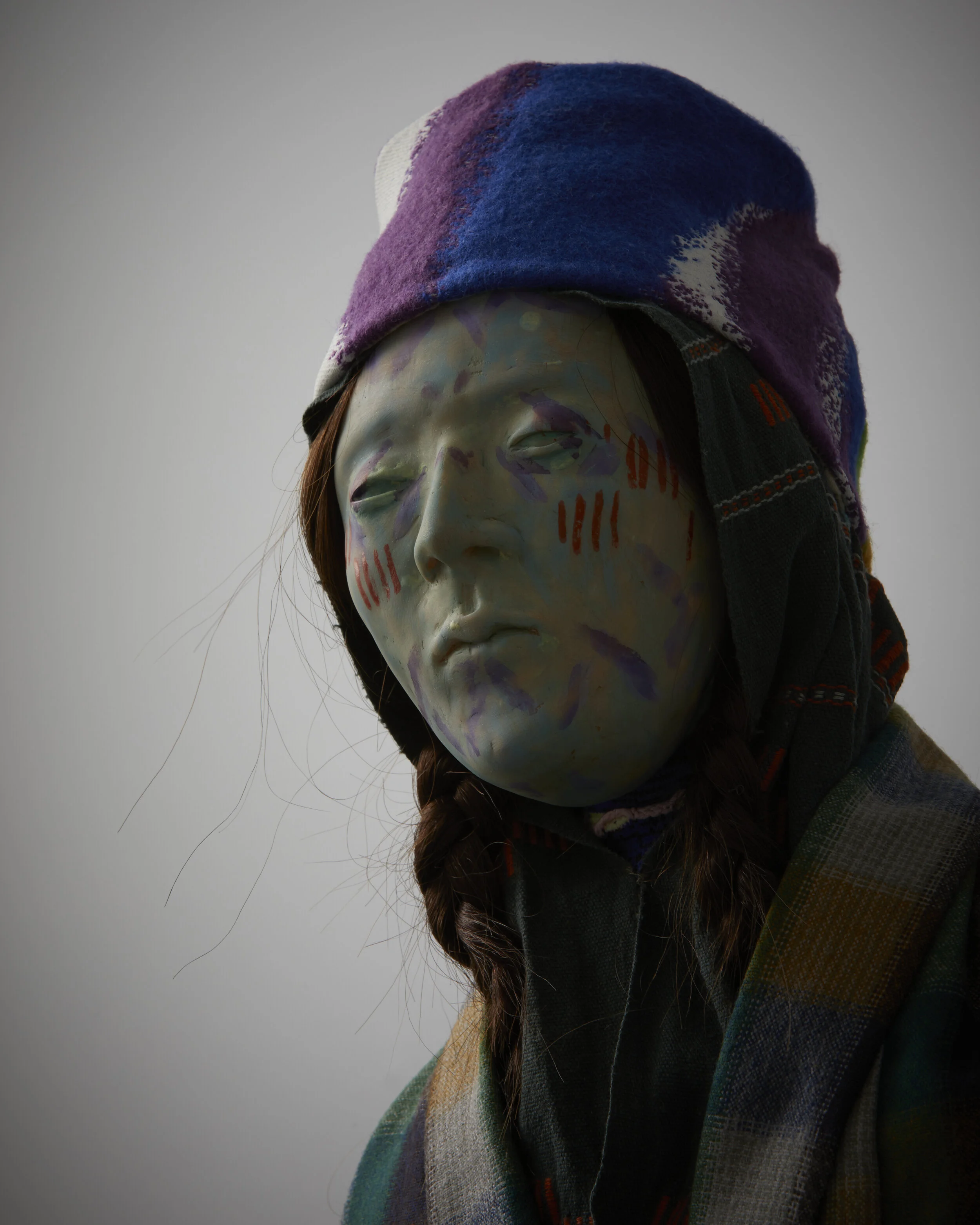 Slow Move (detail) 2019 steel and foil armature, paint, modelling material, fabric, hair, bronze 1250 x 430 x 320mm