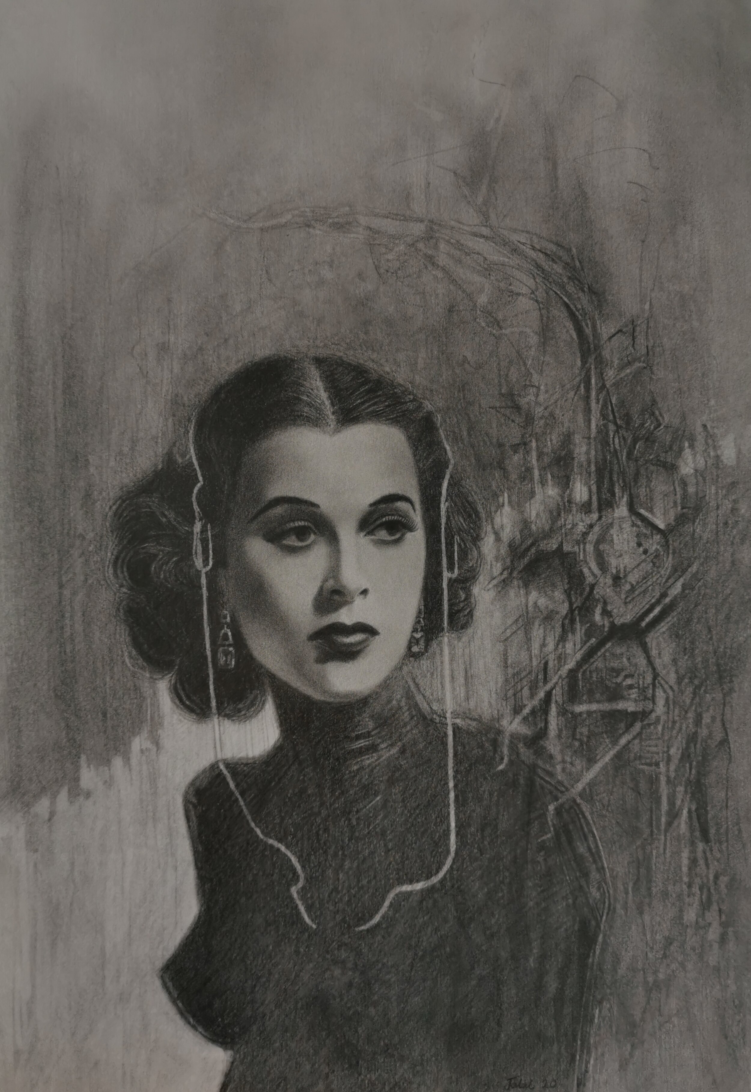 Jalal Asgher Hedy Lamarr 2020 graphite on paper 386 x 265mm