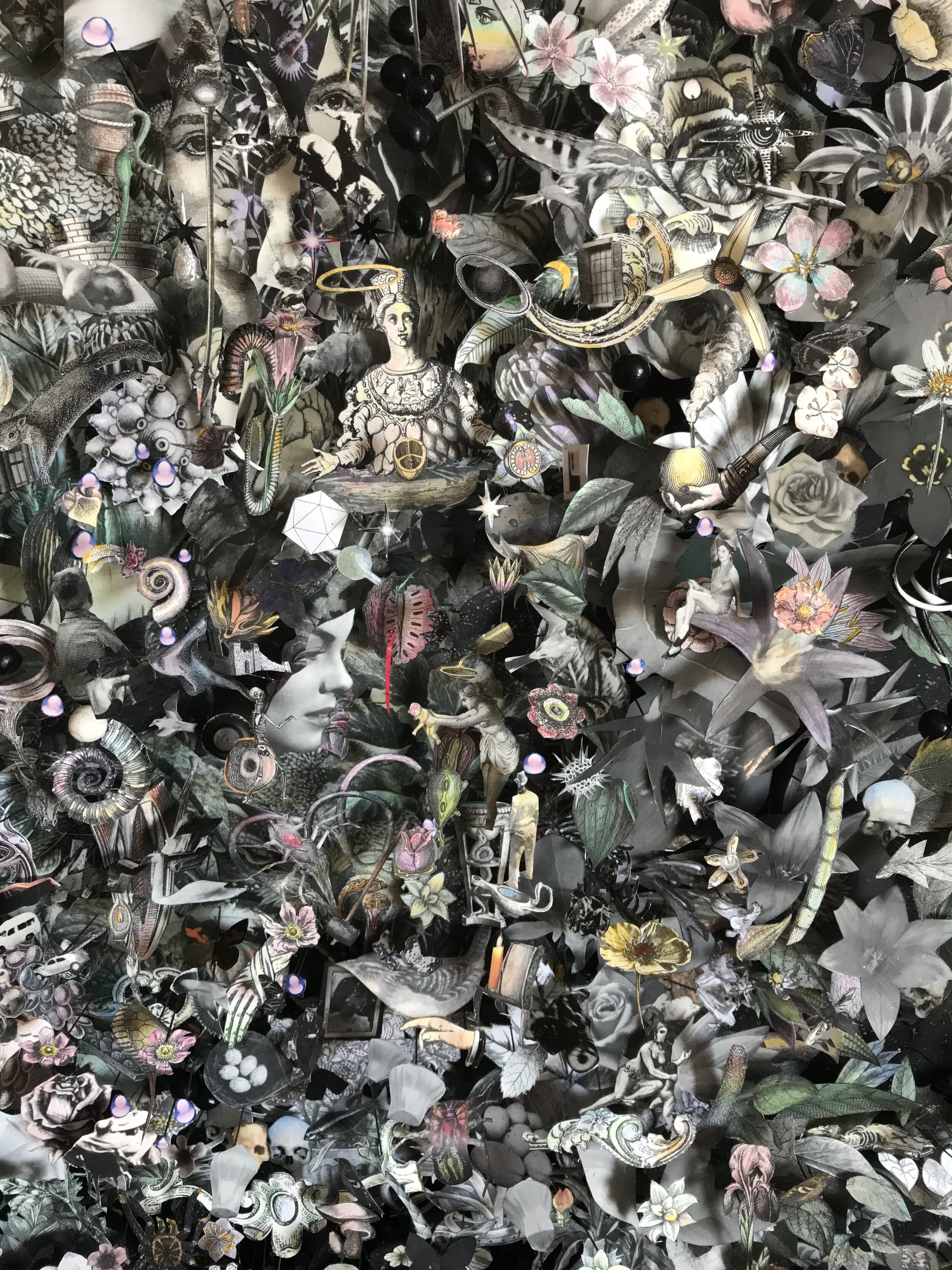 Peter Madden Still Here (detail) 2020 mixed media collage on board 800 x 600 x 90mm
