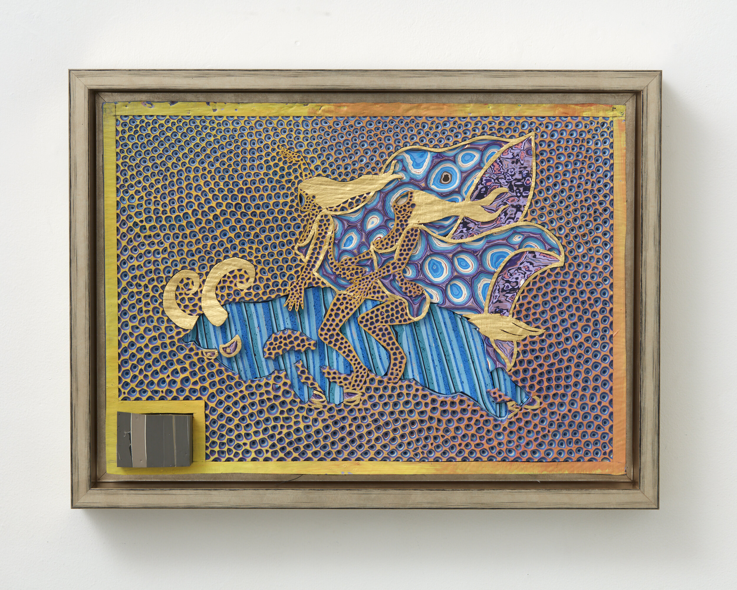 Escape Goat 2020 acrylic and gold on canvas 300 x 420mm