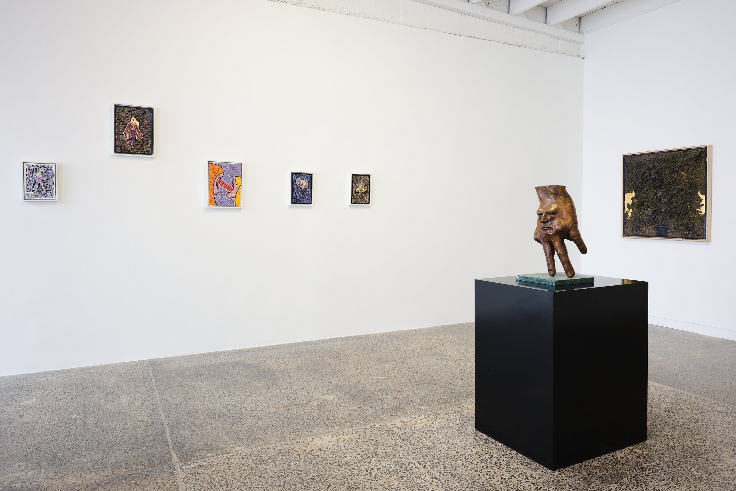 Rohan Wealleans - Drawing Diamonds with our Teeth Ronnie van Hout - Bronze multiples Online October - November 2021 Viewing by appointment Installation view