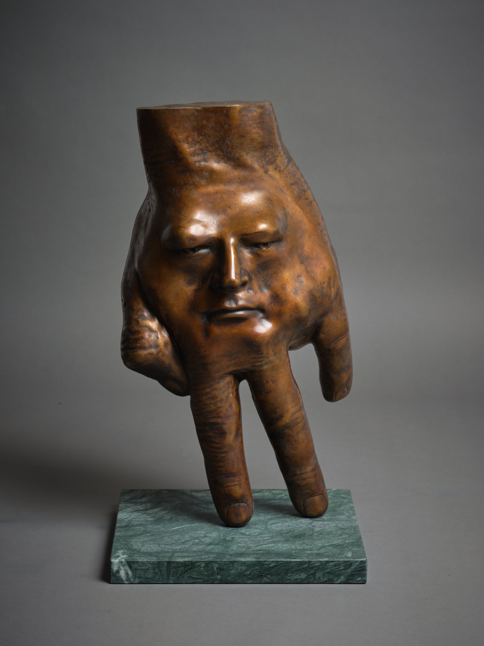Quasi 2021 Cast bronze with stone base, edition of 5 520mm H x 300mm diameter Base 300 x 300 x 30mm