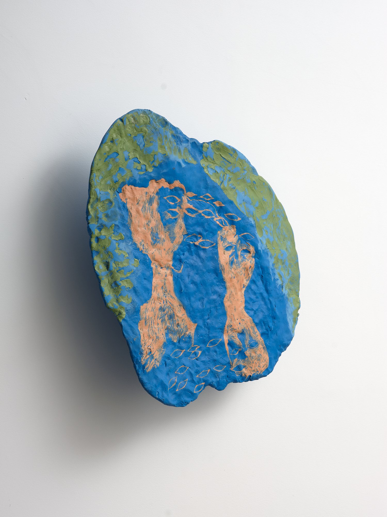 Shared eyes 2024 acrylic on epoxy clay 500 x 460 x 110mm