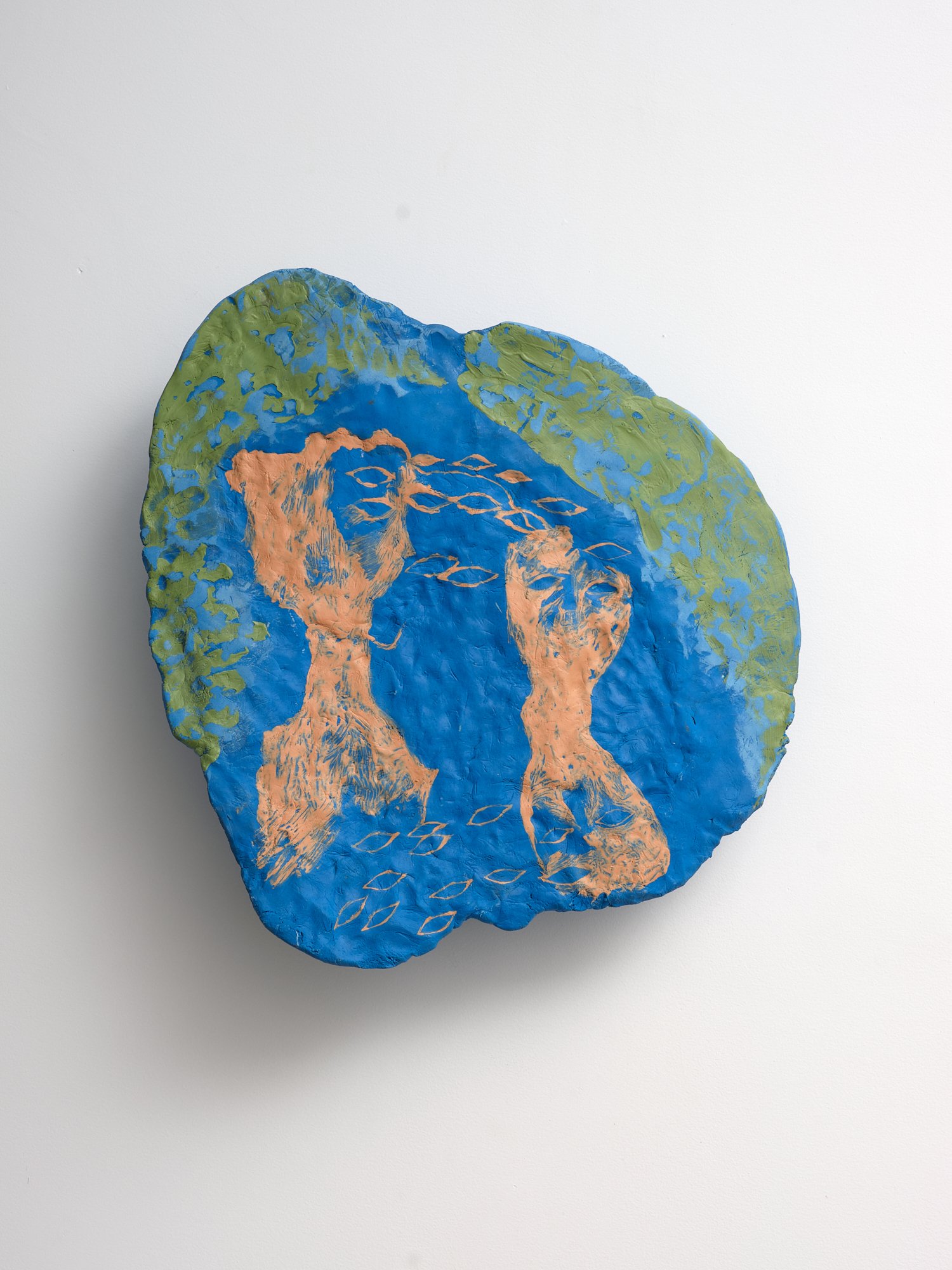 Shared eyes 2024 acrylic on epoxy clay 500 x 460 x 110mm