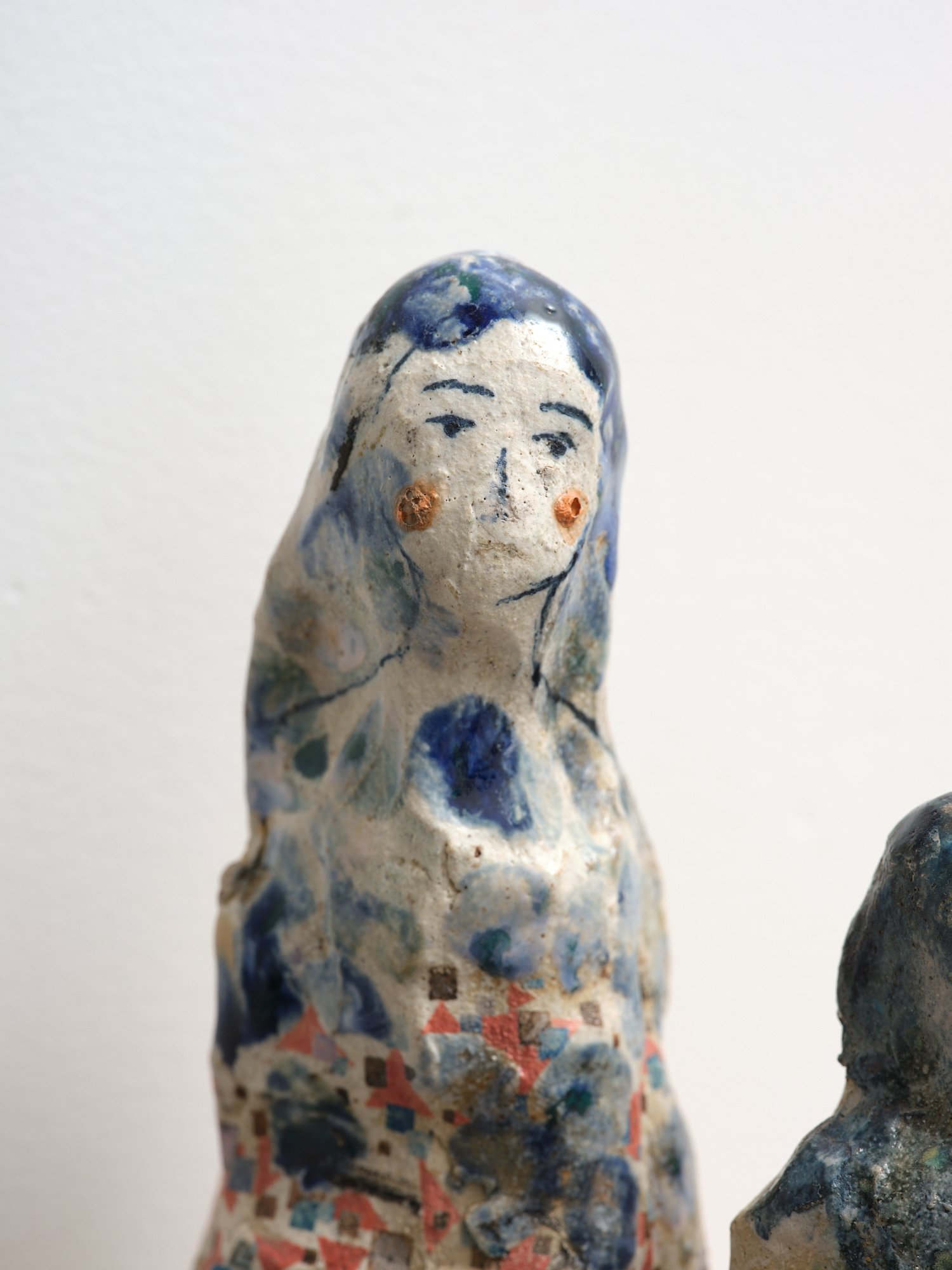 Naia and Shua (detail) 2023 tempera, oil, glaze on fired clay 150 x 110 x 190mm