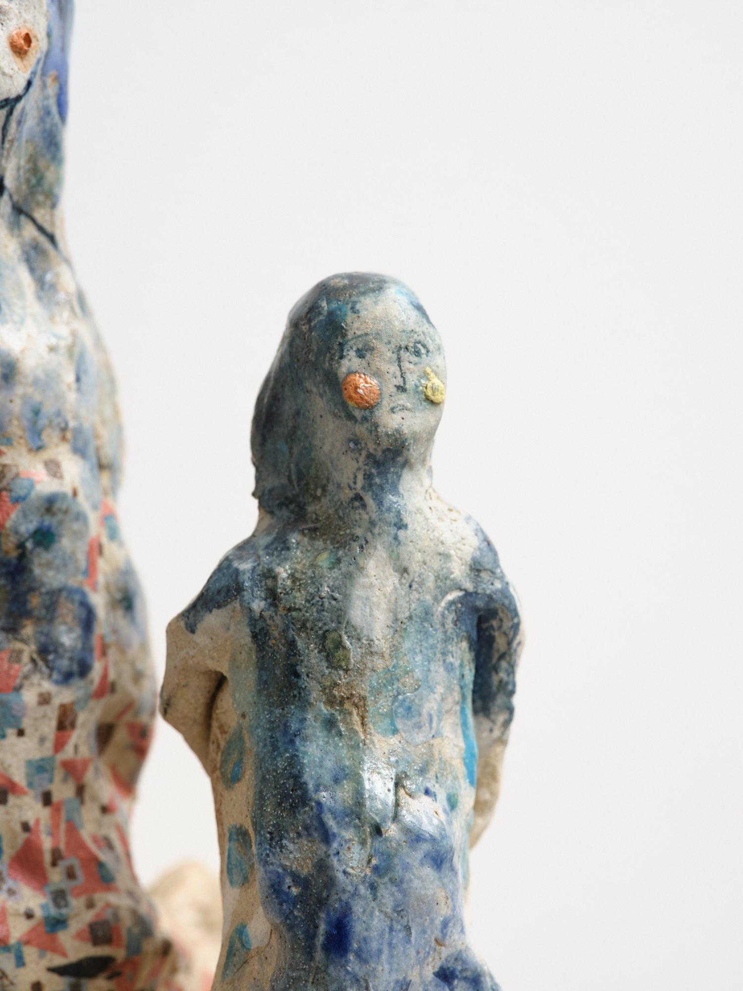 Naia and Shua (detail) 2023 tempera, oil, glaze on fired clay 150 x 110 x 190mm