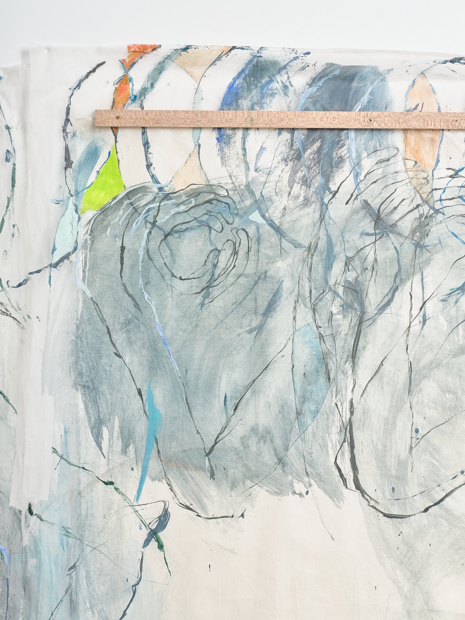 The other silence (detail) 2024 pigment, graphite on hanji (hand-made paper) and silk screen 1770 x 1640mm