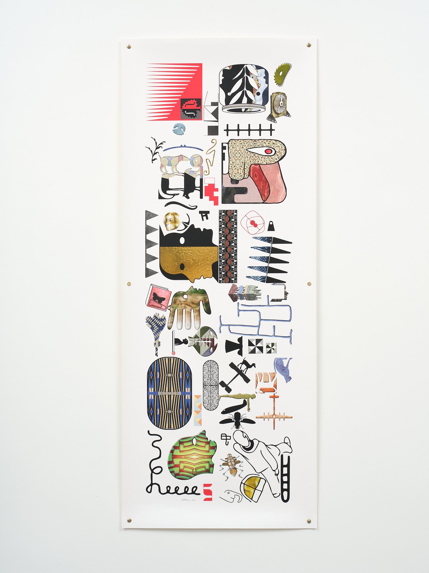 Sampler (9391) 2024 ink jet and Breathing Colour varnish on Hahnemuhle canvas 1500 x 600mm