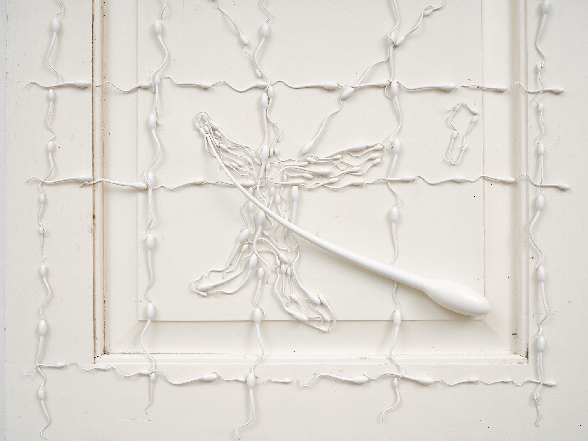 Door Drawing (Brain-Cell) (detail) 2024 found door, UV resin, archival varnish, steel & paint 685 x 550 x 70mm
