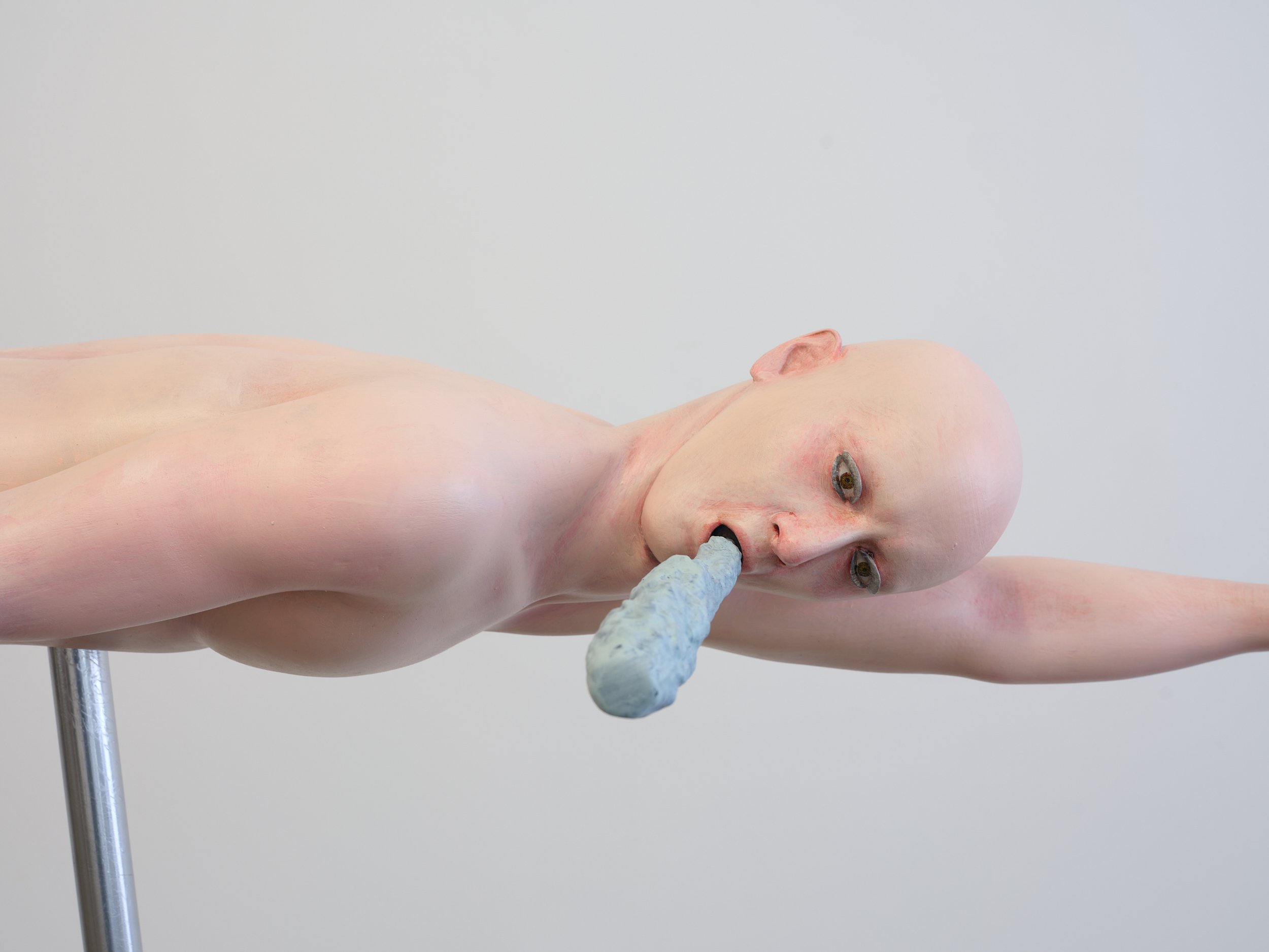 Swimmer (detail) 2024 painted resin, rock, metal, wood 1430 x 1380 x 350mm