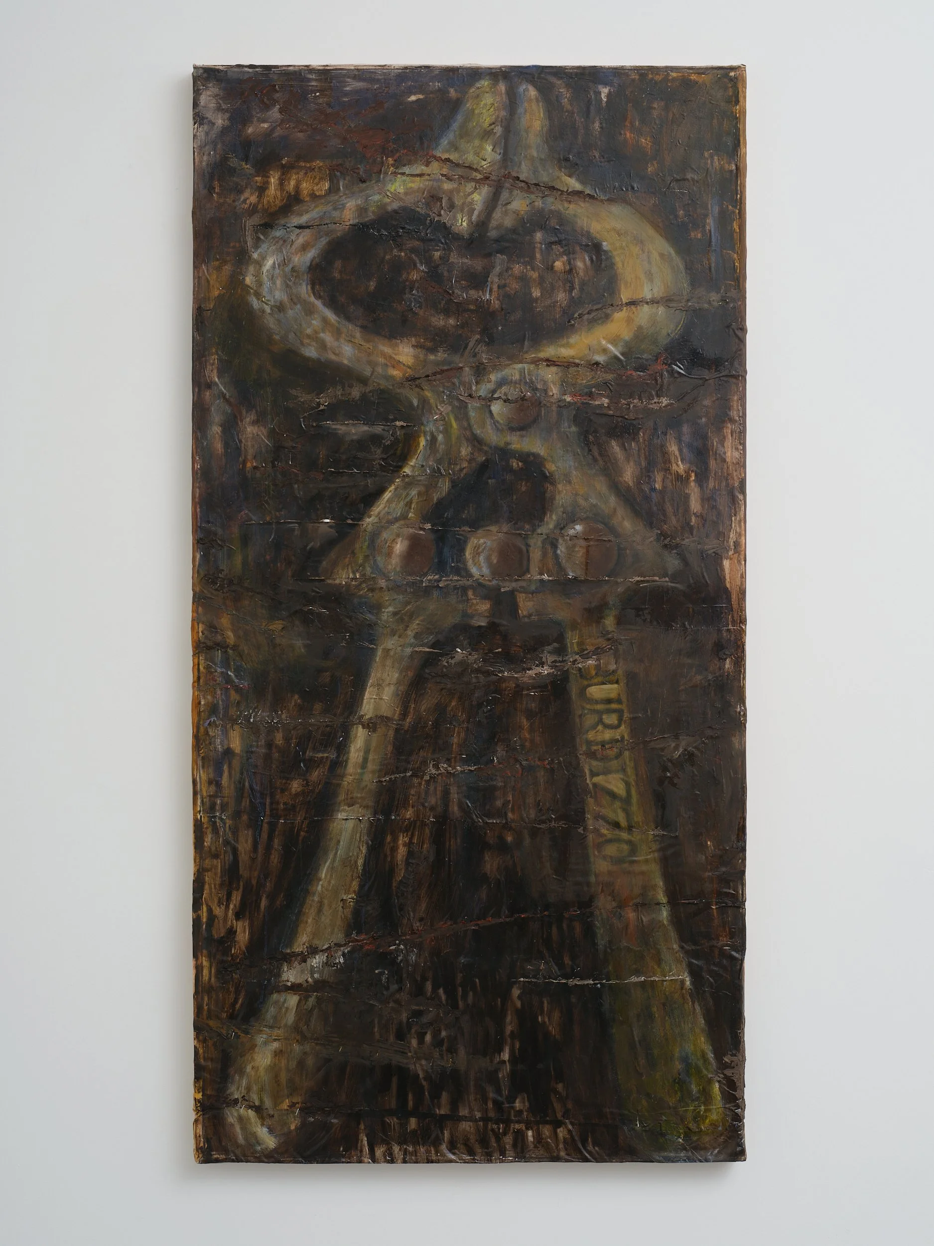 Rea Burton Unhusbanded 2025 oil and wax on silk 800 x 1600mm