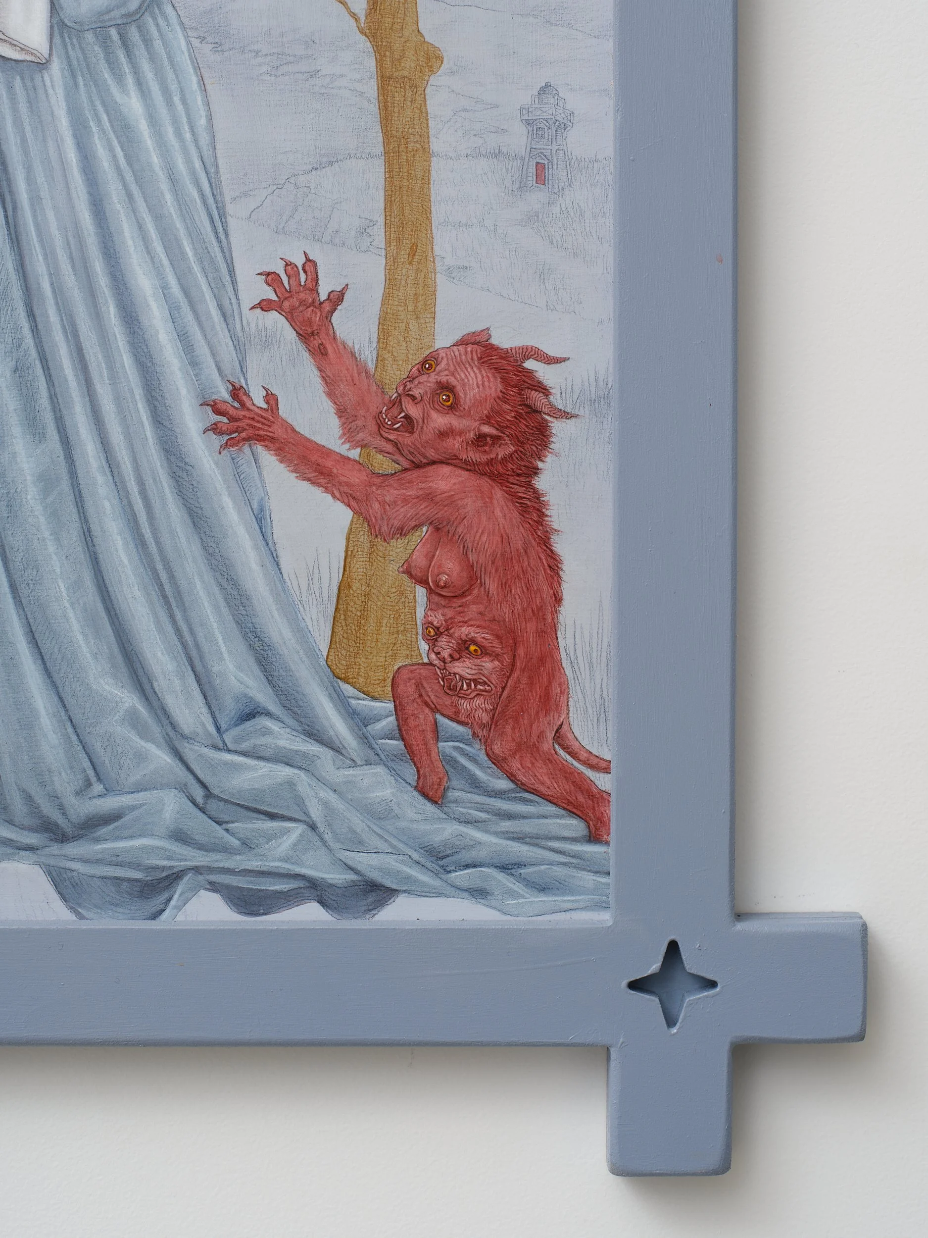 Catamenia (detail) 2025 oil and coloured pencil on board 650 x 420mm
