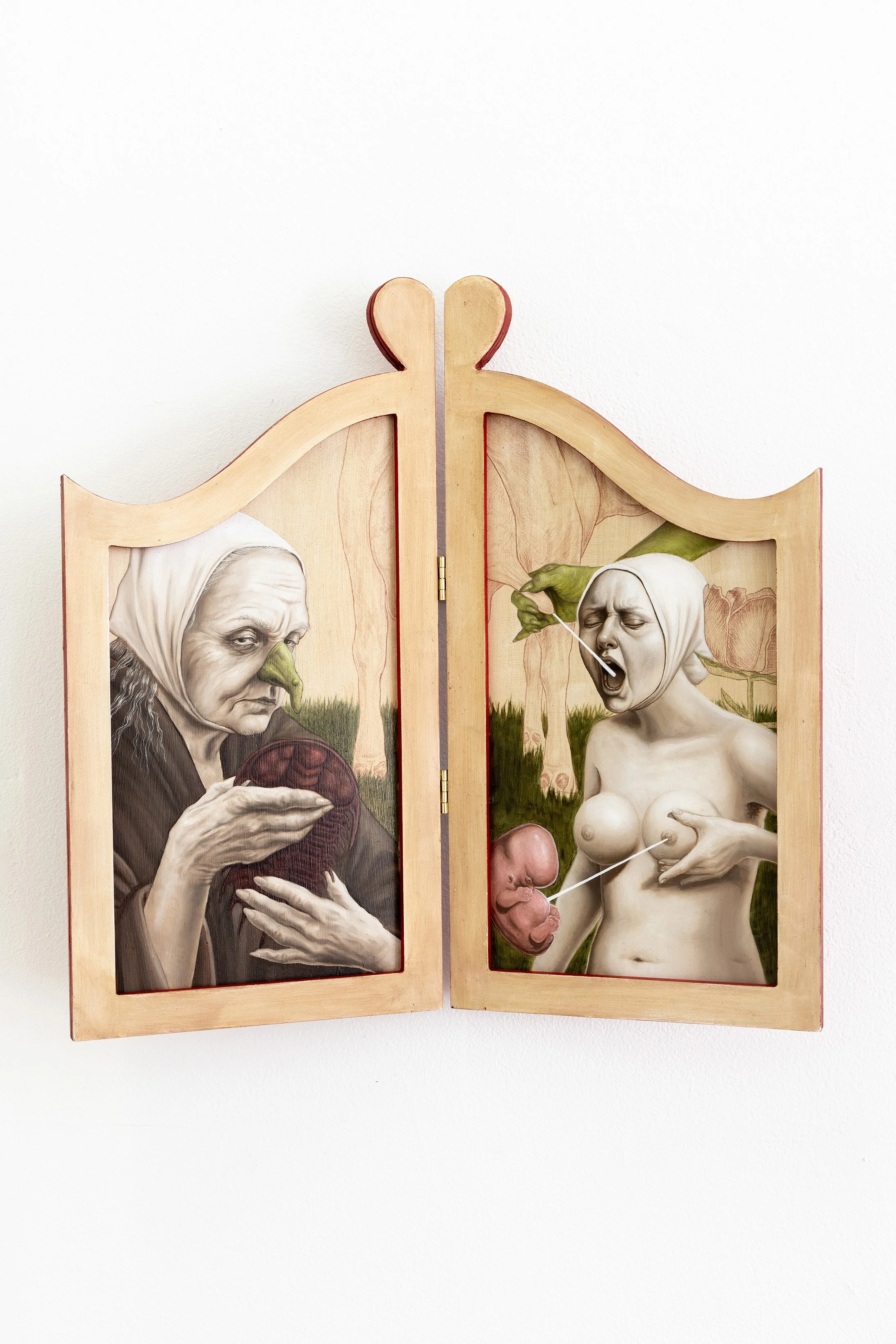 Lactasia 2024 coloured pencil and oil on custom panel 390 x 400mm
