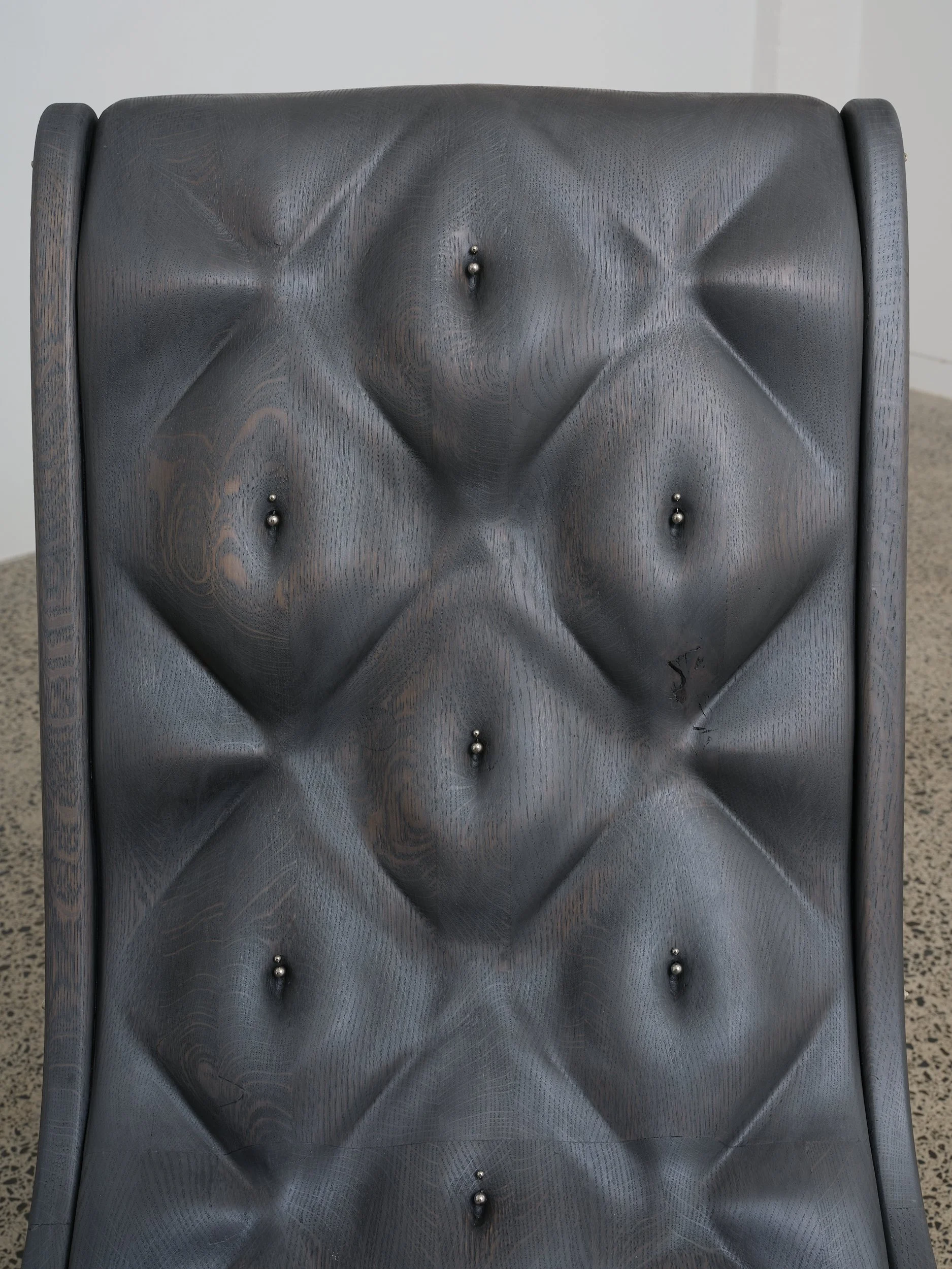 Reprisal  (detail) 2025 American oak, stainless steel, sterling silver 1040 x 960 x 570mm
