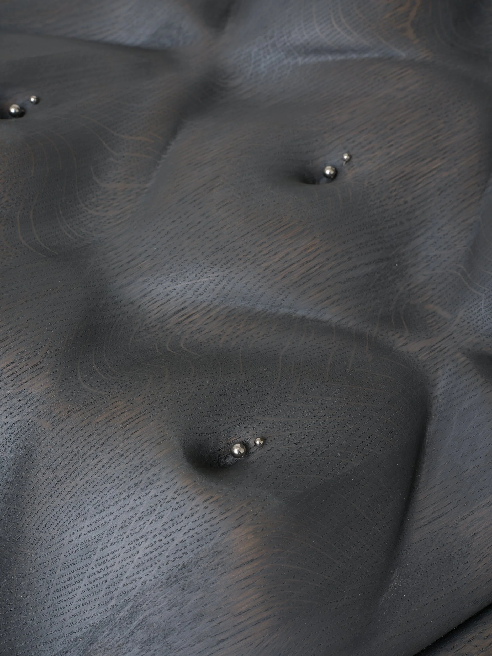 Reprisal  (detail) 2025  American oak, stainless steel, sterling silver 1040 x 960 x 570mm