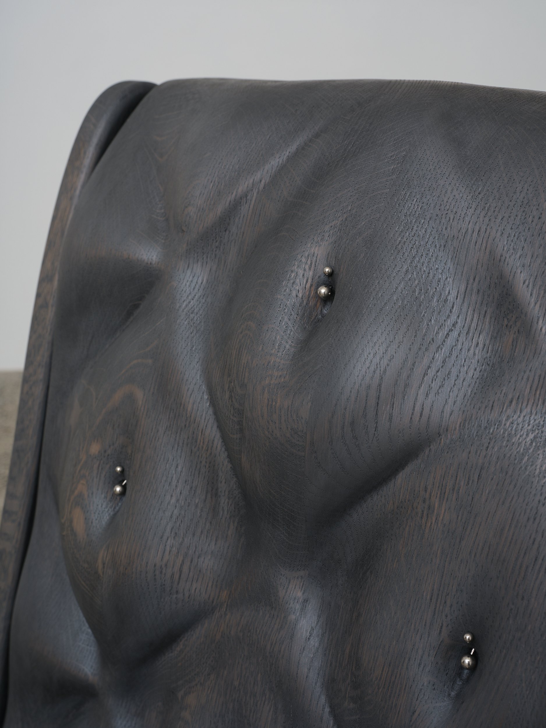 Reprisal  (detail) 2025 American oak, stainless steel, sterling silver 1040 x 960 x 570mm